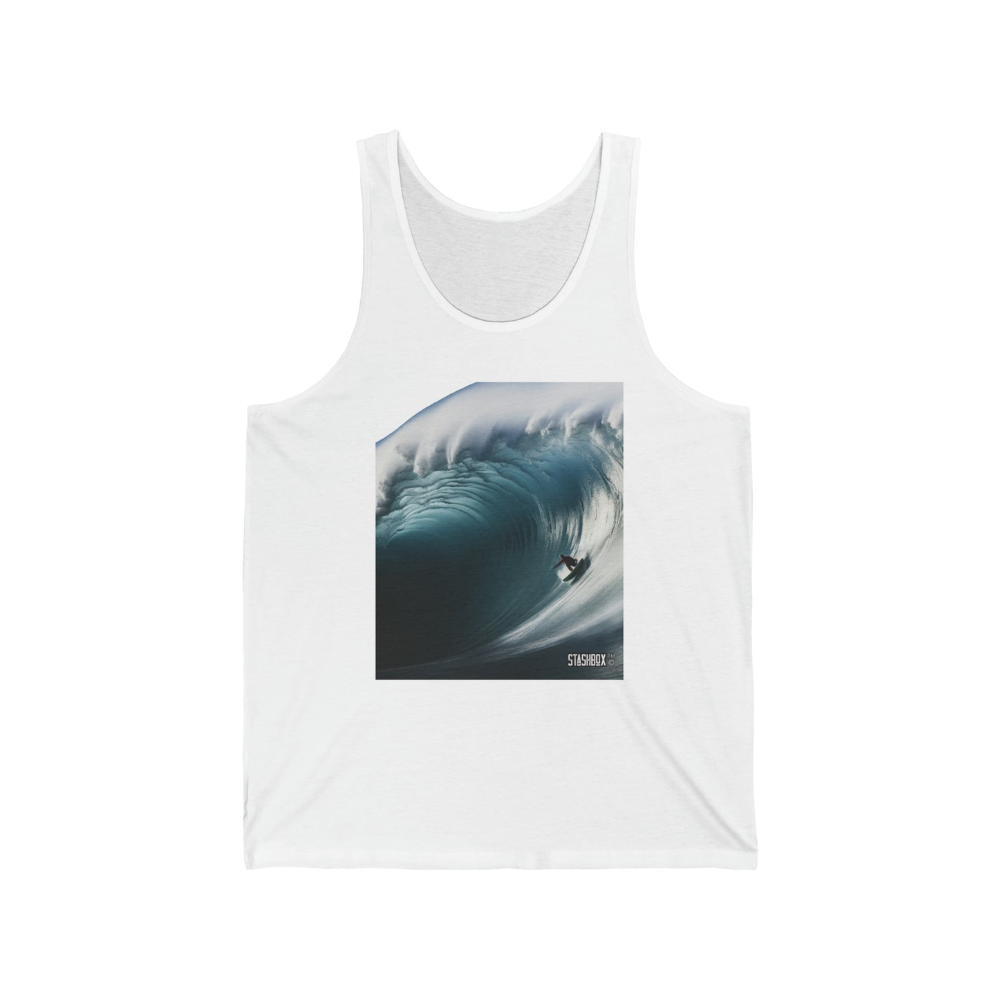 Unisex Jersey Tank Surfer Charging a Monster 61 Foot Giant Barreling Wave 61