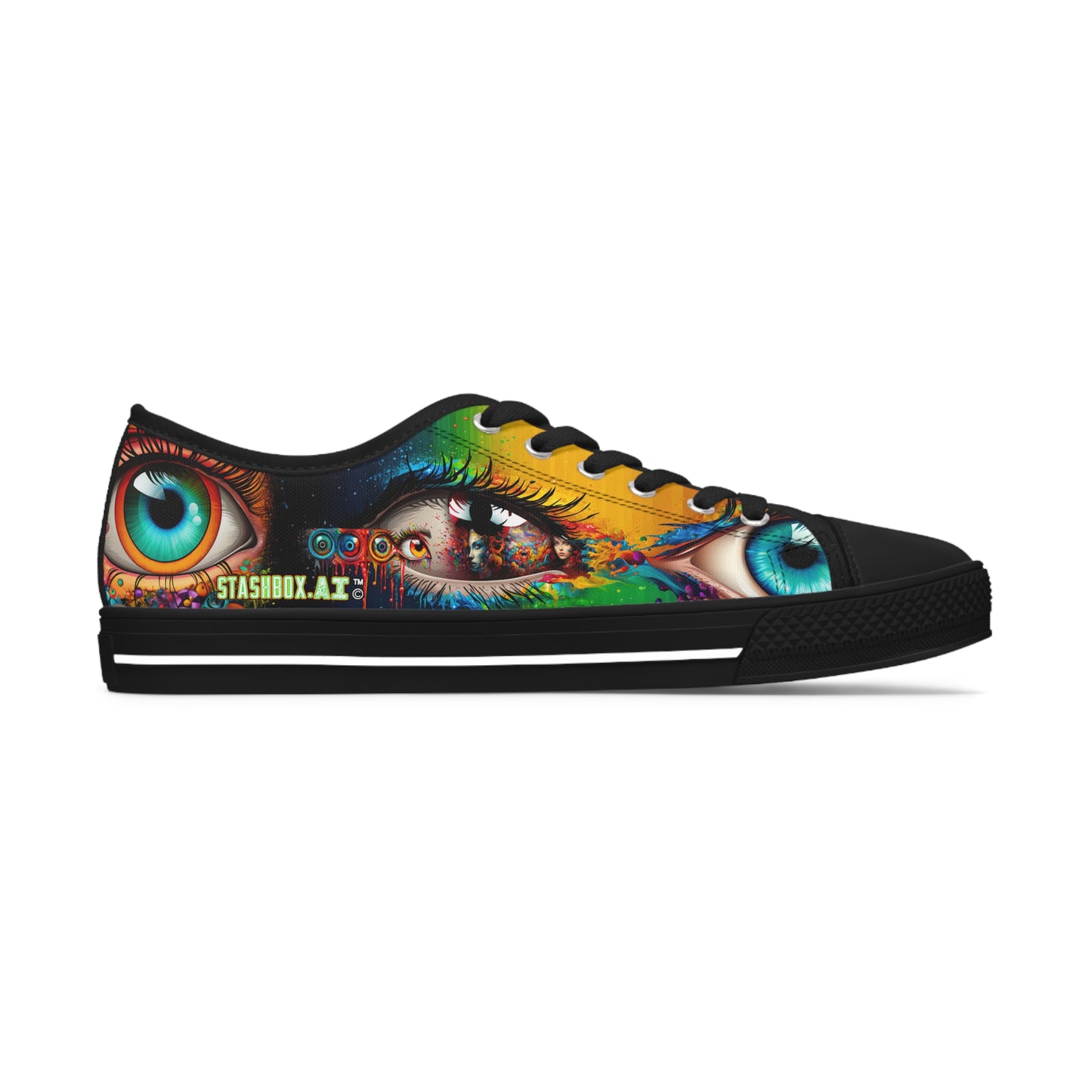 Stashbox Psychedelic Women's Shoes - Vibrant Eyes Design - #FashionStatement #BoldColors #ArtisticSneakers