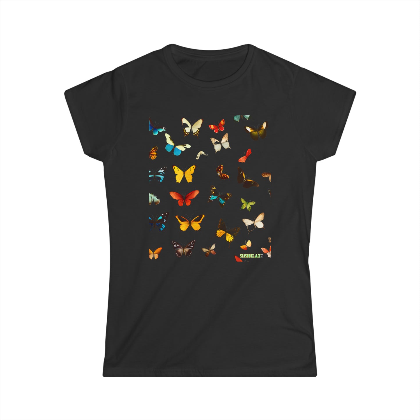 Women's Softstyle Tee - Colorful Geometric Butterfly 005