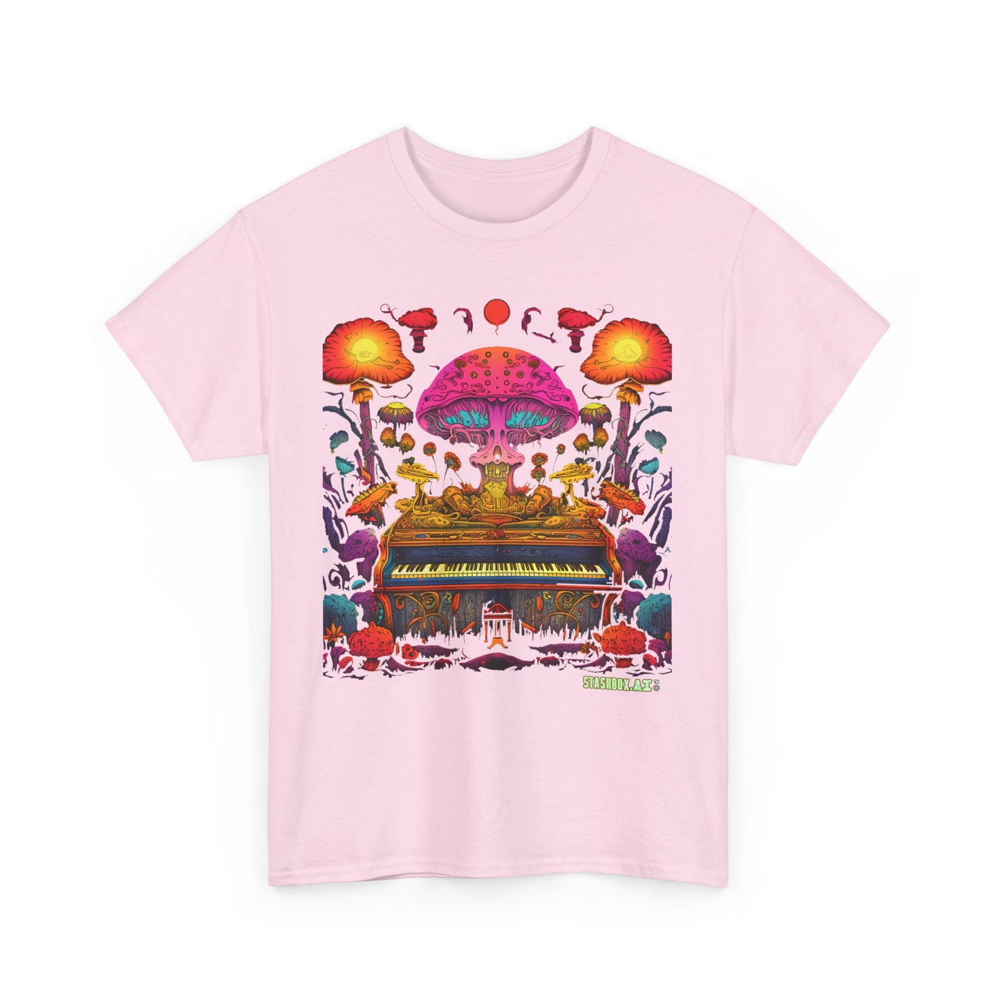 Unisex Heavy Cotton Tee Psychedelic Piano Design 001