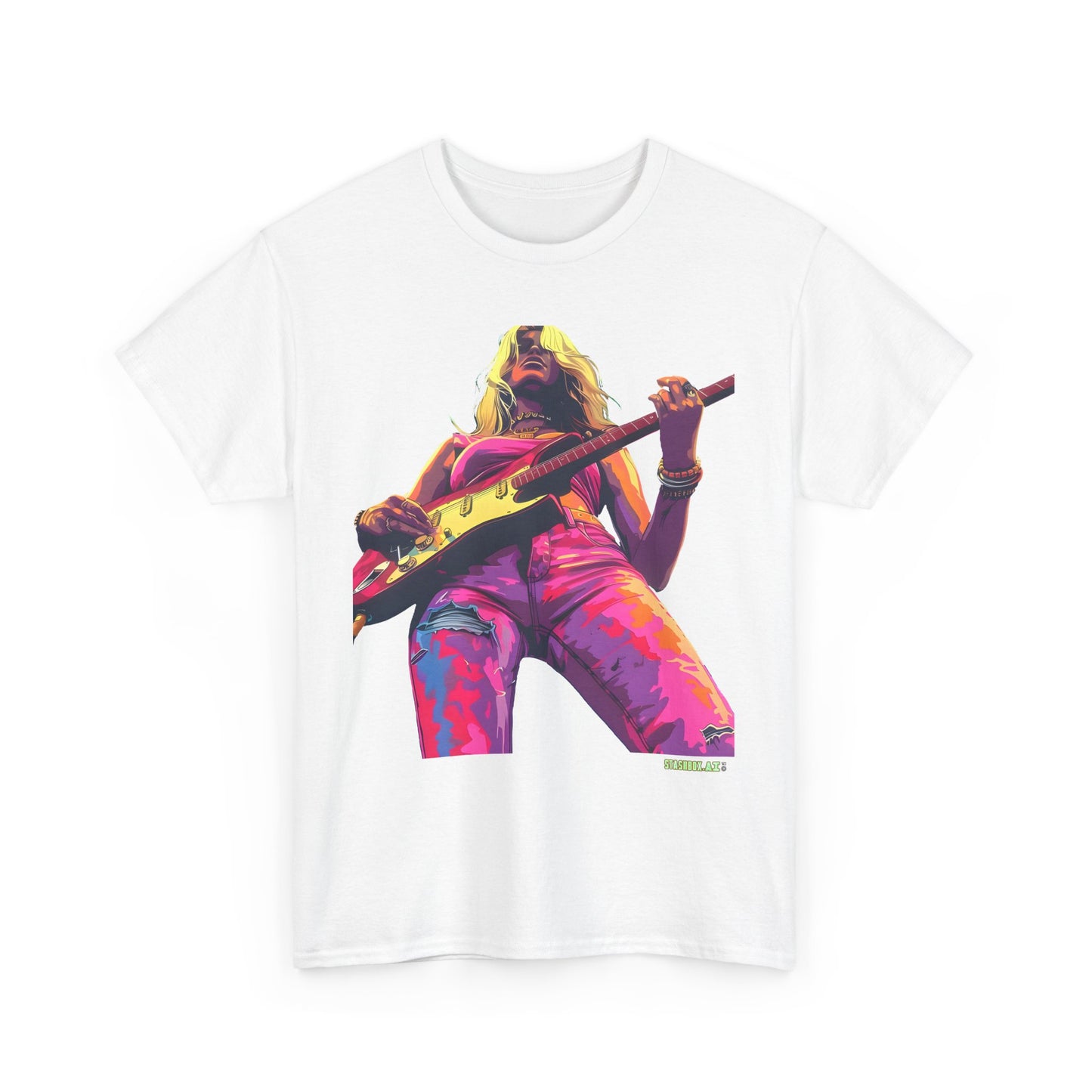 Unisex Heavy Cotton T-Shirt  Girl Guitarist Rocking 016