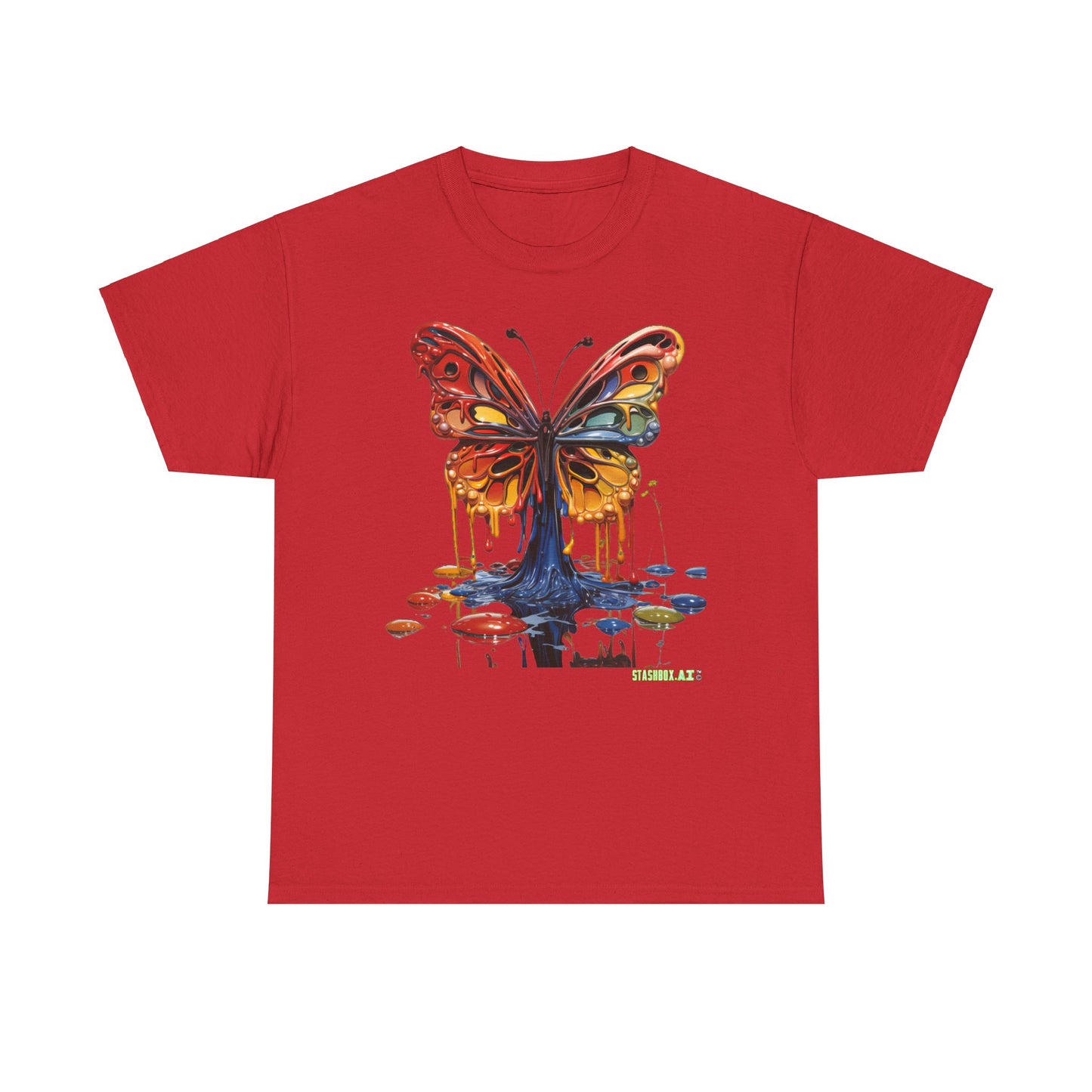 Unisex Heavy Cotton Tee Pop Surrealism Butterfly Design 008