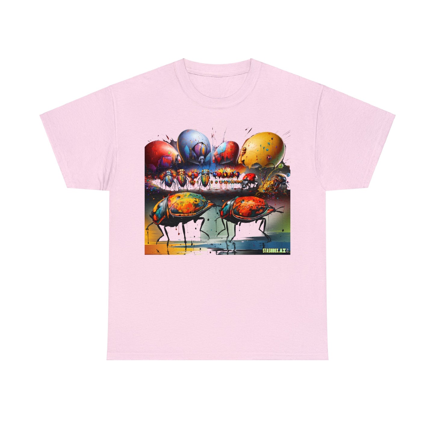 Unisex Adult Size Heavy Cotton Tee Colorful Bugs 002 T-Shirt