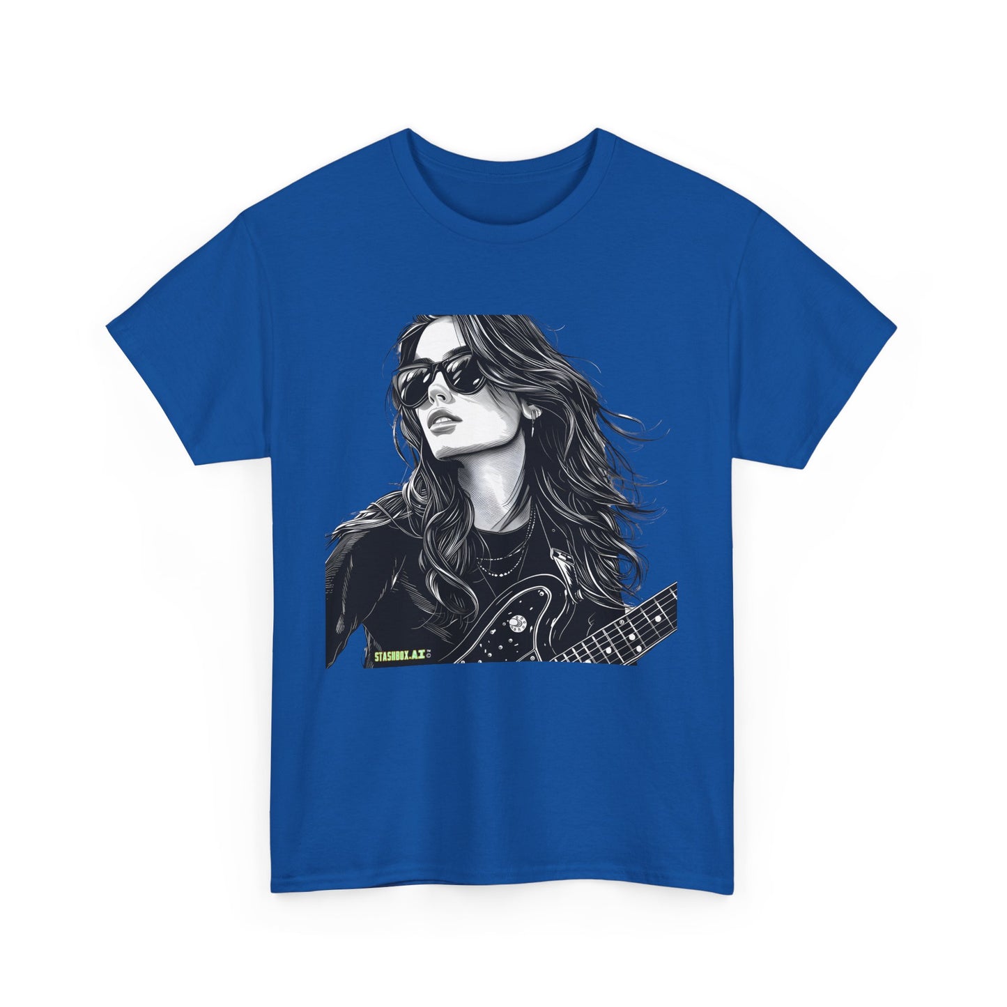 Unisex Heavy Cotton T-Shirt  Girl Guitarist Rocking 008