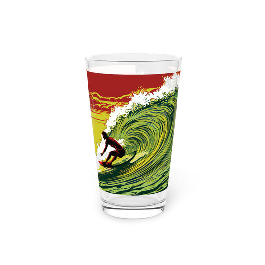 Ride the wave of creativity with our Doodle Art Surfer Pint Glass, 16oz. Waves Design #035. Your drink, your masterpiece, exclusively at Stashbox.ai.