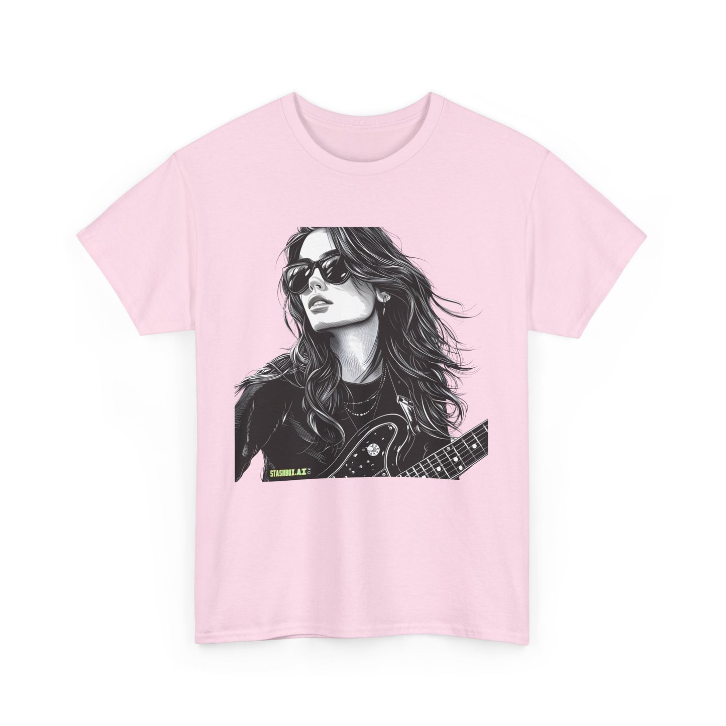 Unisex Heavy Cotton T-Shirt  Girl Guitarist Rocking 008