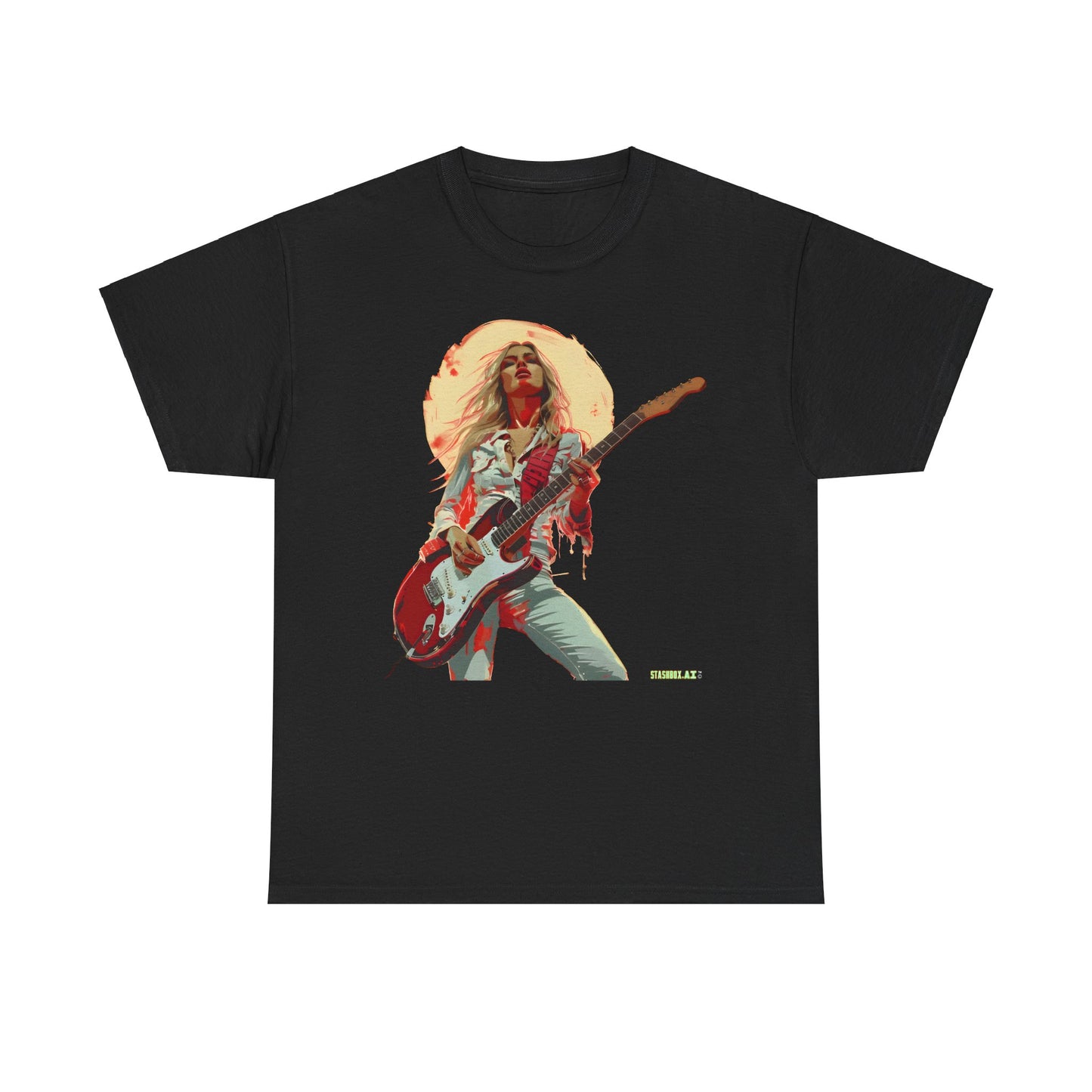 Unisex Heavy Cotton T-Shirt  Girl Guitarist Rocking 009