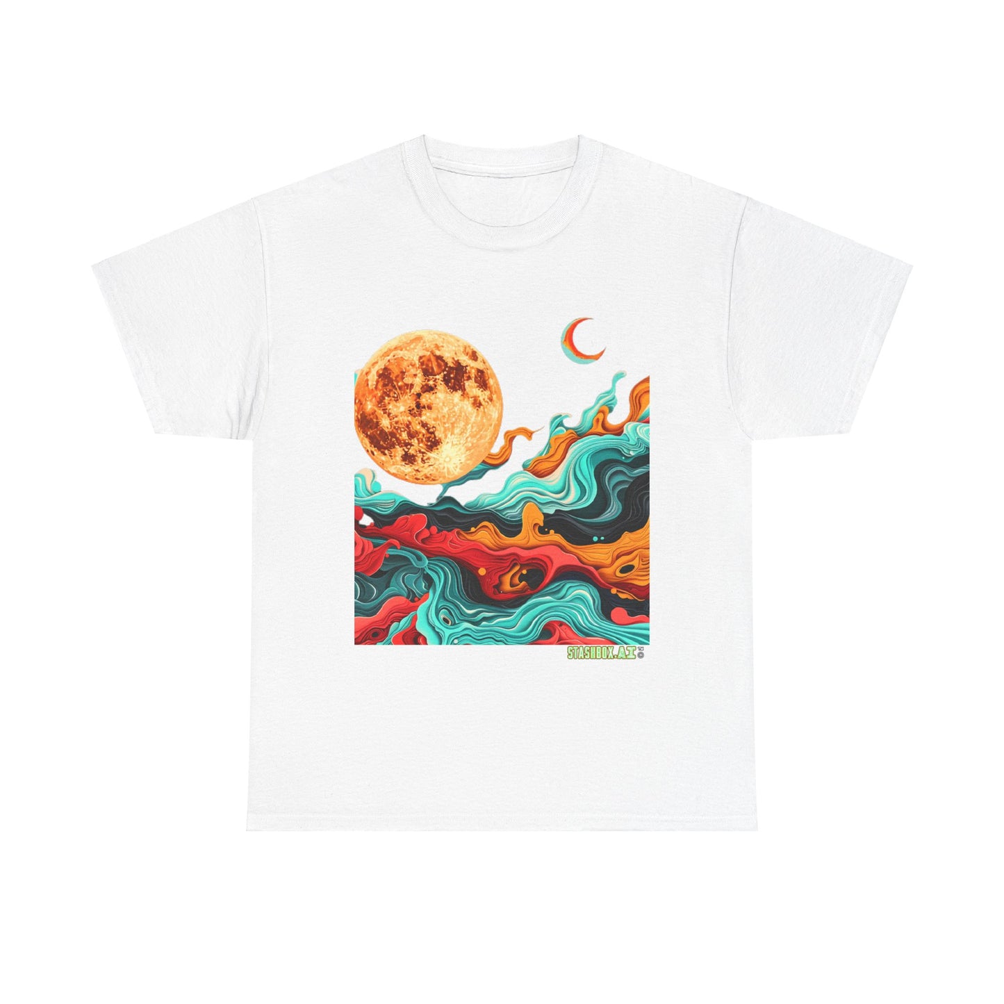 Heavy Cotton Tshirt Psychedelic Moon T-Shirt 001