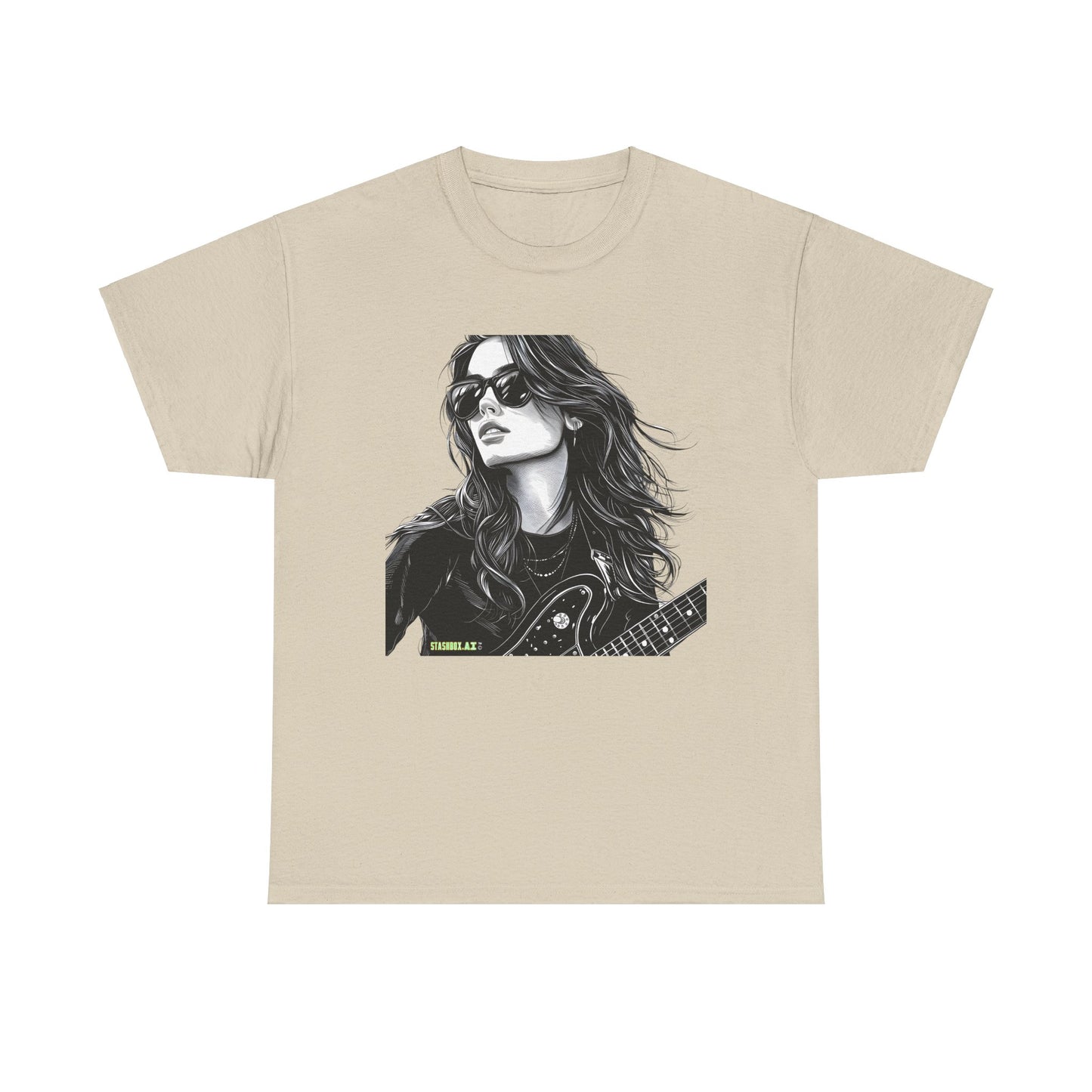 Unisex Heavy Cotton T-Shirt  Girl Guitarist Rocking 008