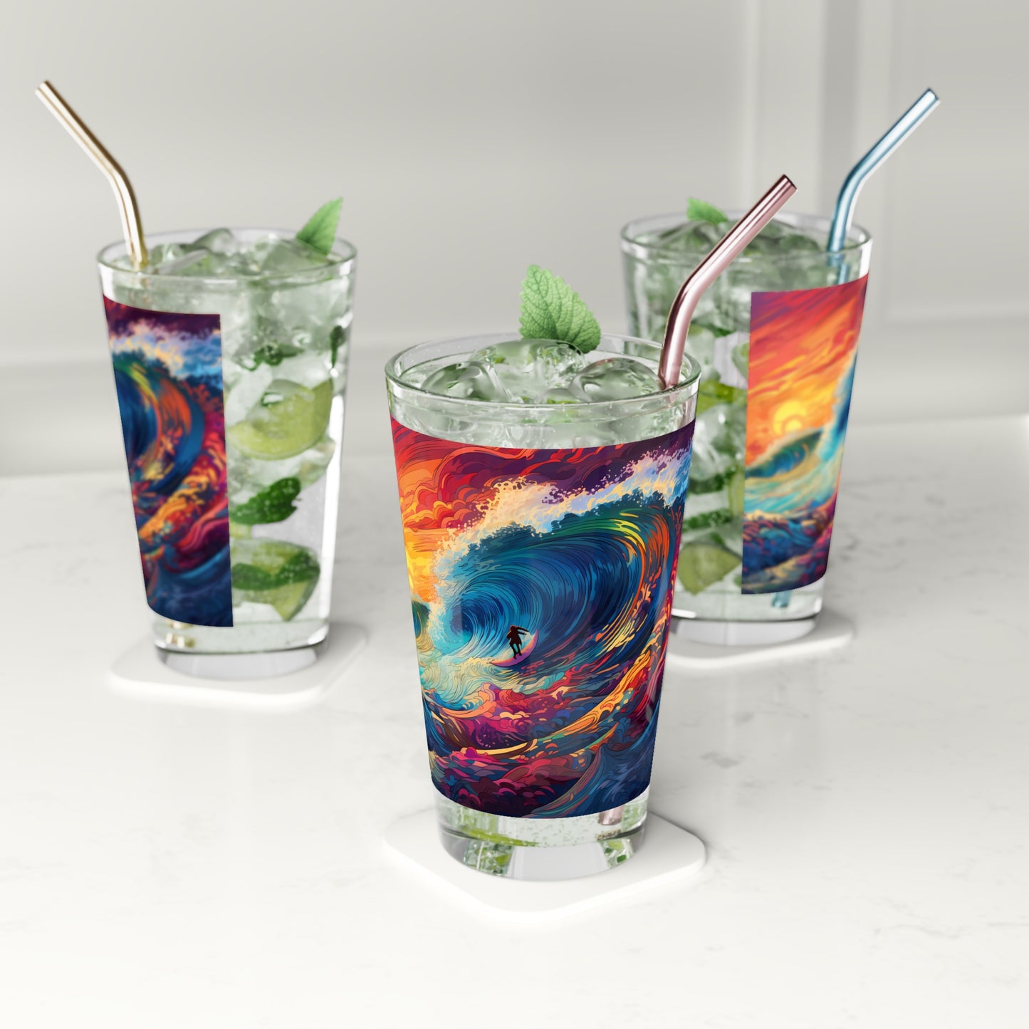 Sip from the Psychedelic Palette with our Design #005 Pint Glass. Where art meets glass, exclusively at Stashbox.ai.