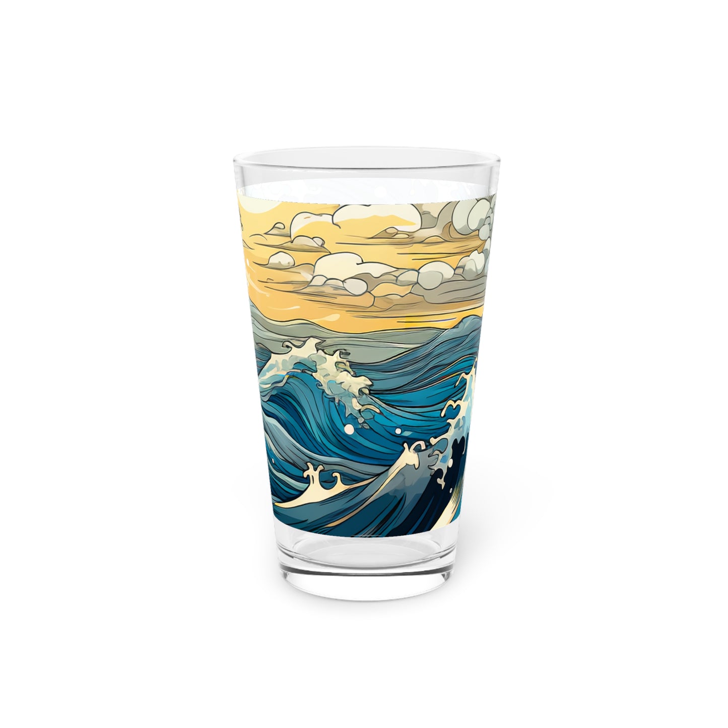 Pint Glass, 16oz Tarot Card Style Waves 031