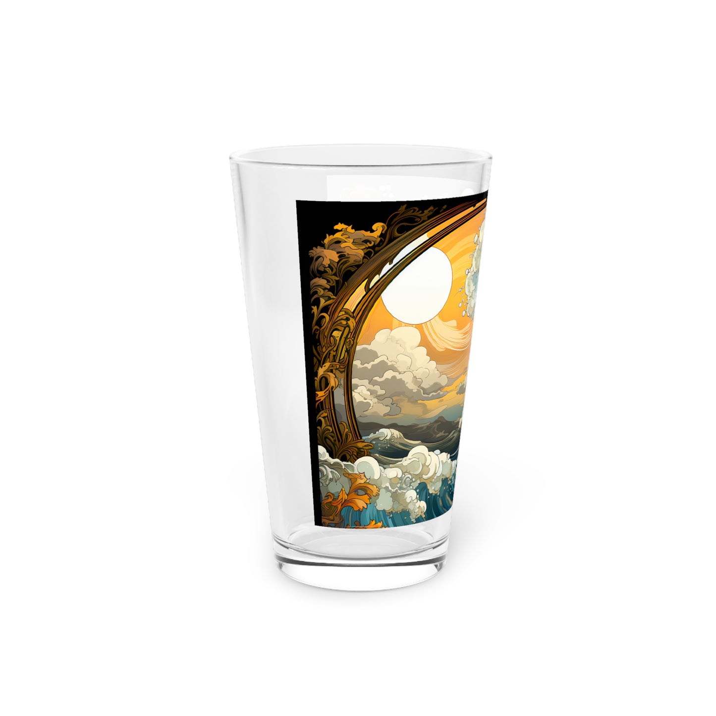 Pint Glass, 16oz Tarot Card Style Waves 032