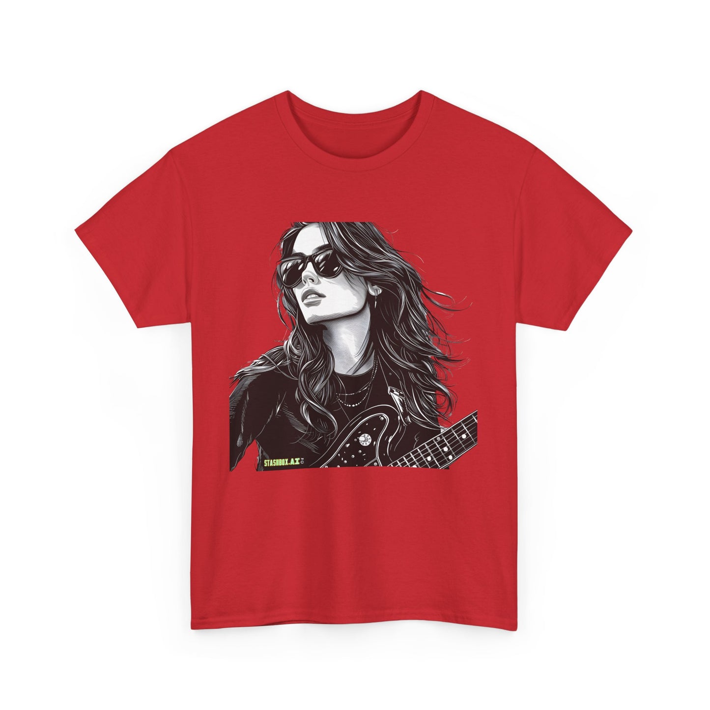 Unisex Heavy Cotton T-Shirt  Girl Guitarist Rocking 008