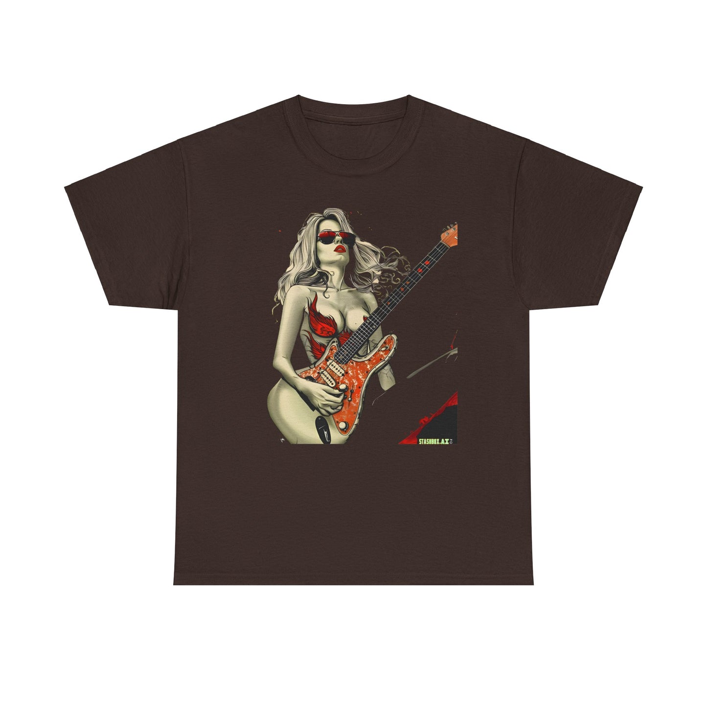 Unisex Heavy Cotton T-Shirt  Girl Guitarist Rocking 004