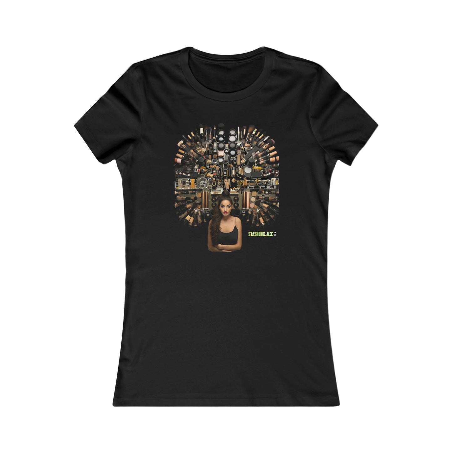 Women's Favorite T-Shirt A Girl and her Makeup Knolling Art Style 007