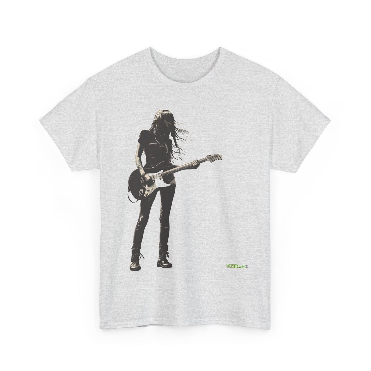 Unisex Heavy Cotton T-Shirt  Girl Guitarist Rocking 007