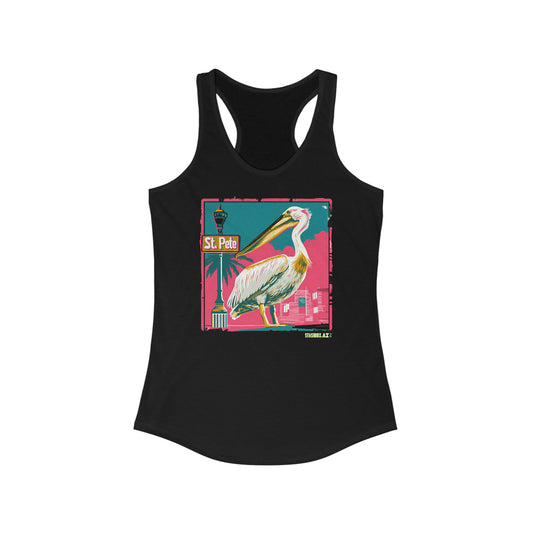 Women's Ideal Racerback Tank Top Tshirt St. Pete Design 018