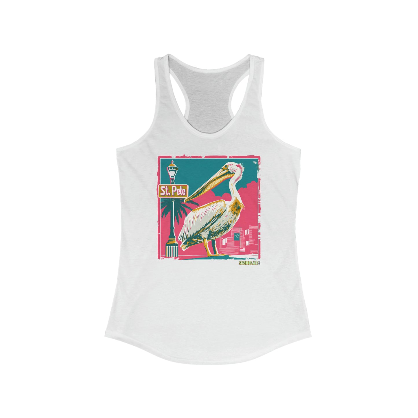 Women's Ideal Racerback Tank Top Tshirt St. Pete Design 018