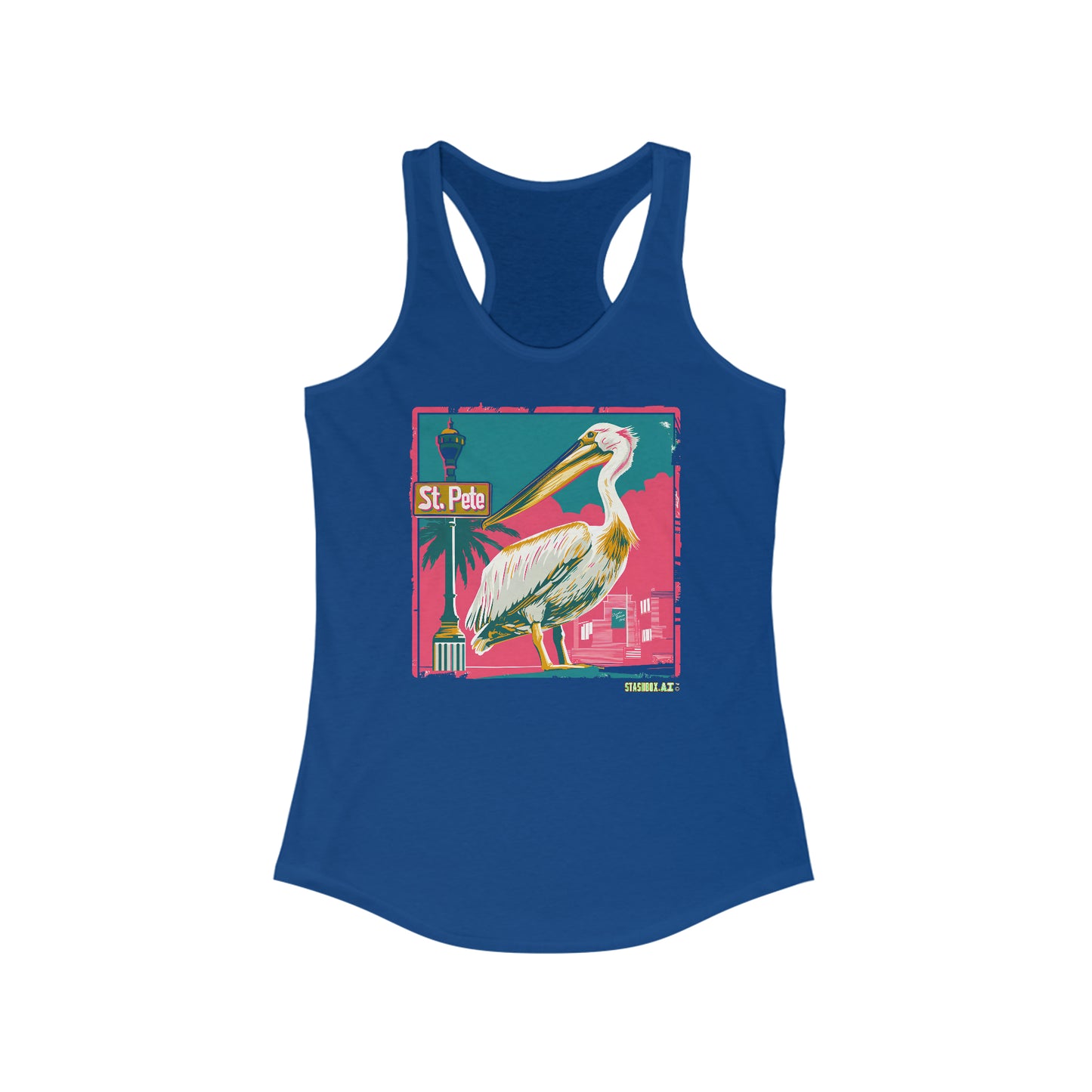 Women's Ideal Racerback Tank Top Tshirt St. Pete Design 018