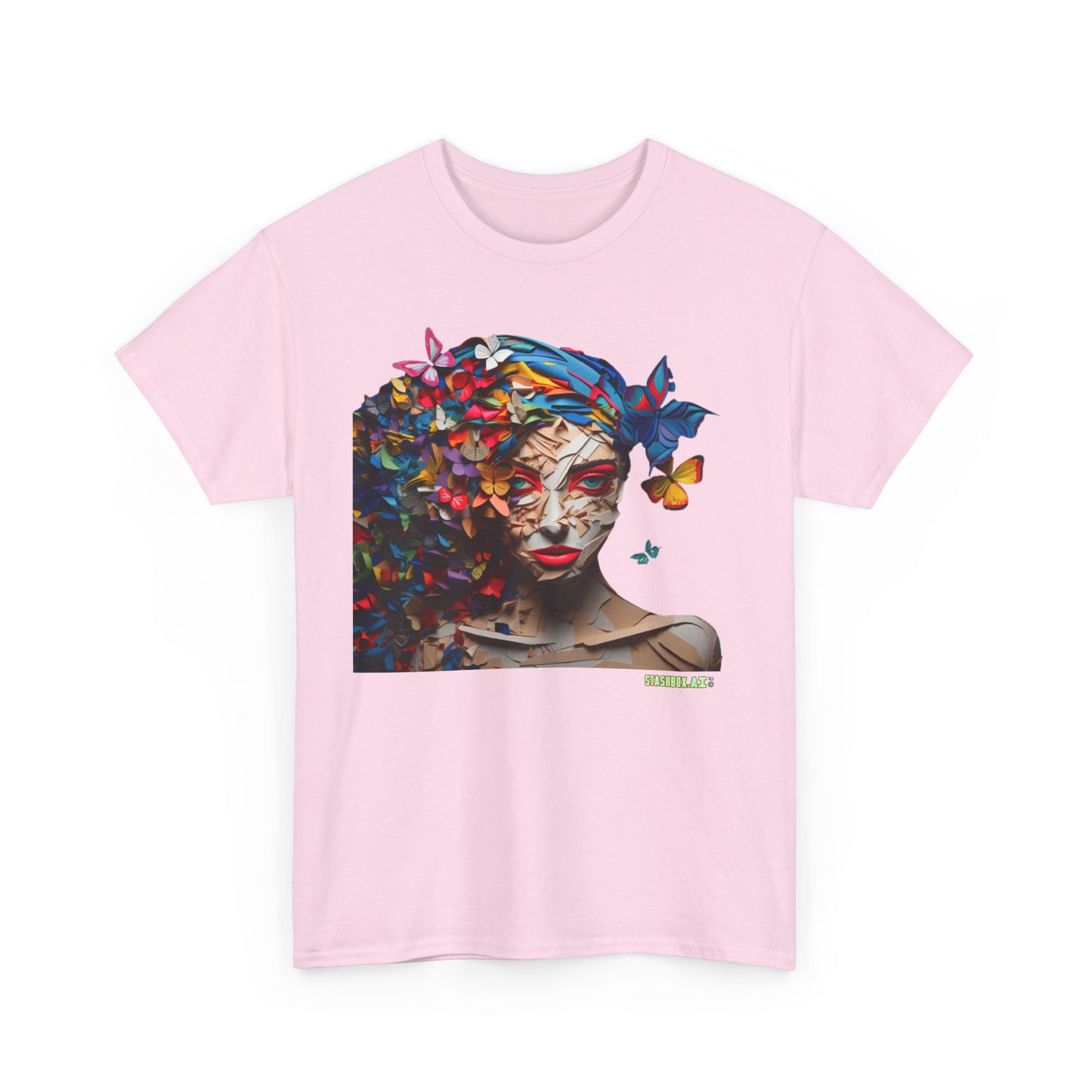 Unisex Heavy Cotton T-Shirt Beautiful Woman Rainbow Ink Drawn Maranao Style 004