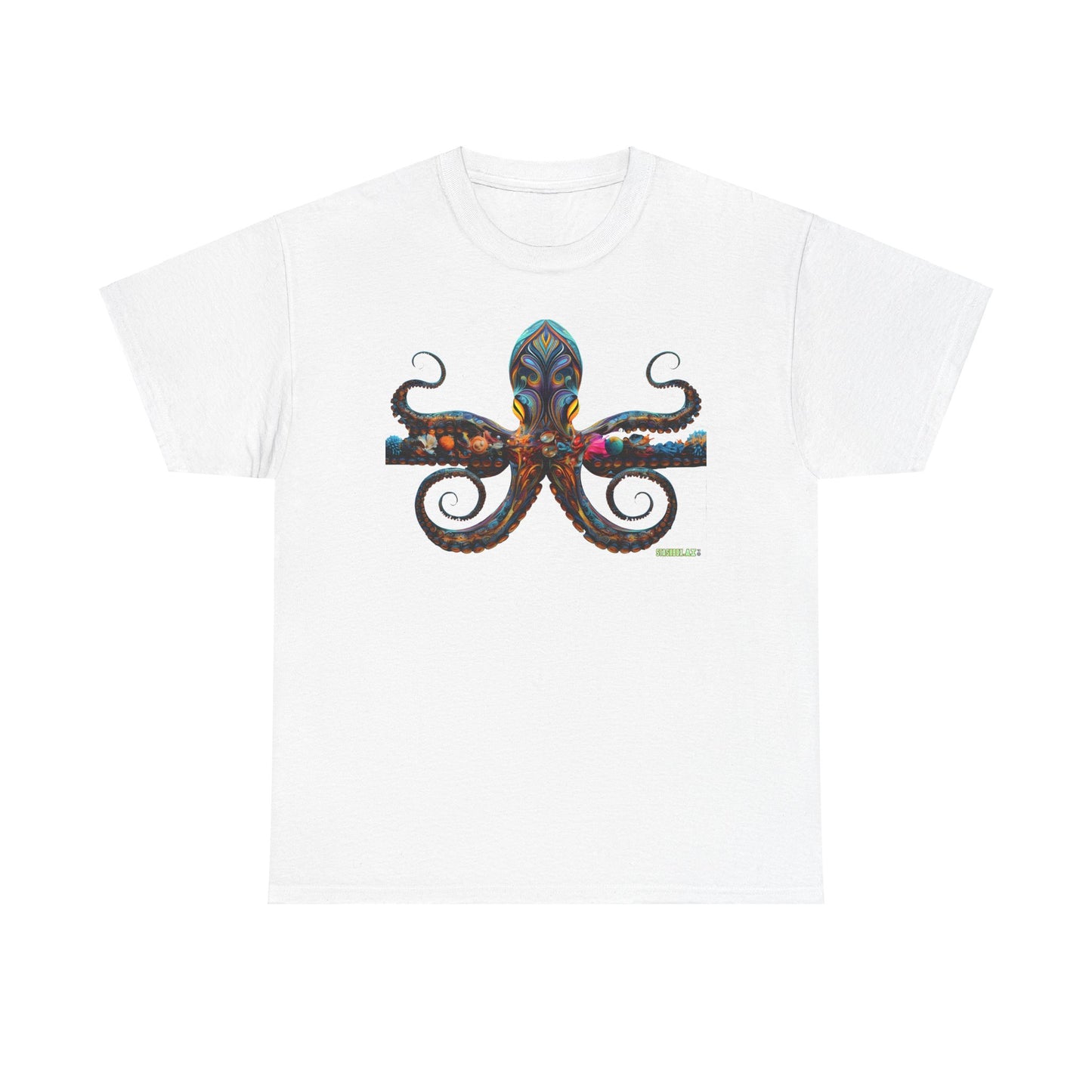 Unisex Heavy Cotton Tee Animal Squid Psychedelic 002