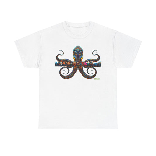 Unisex Heavy Cotton Tee Animal Squid Psychedelic 002