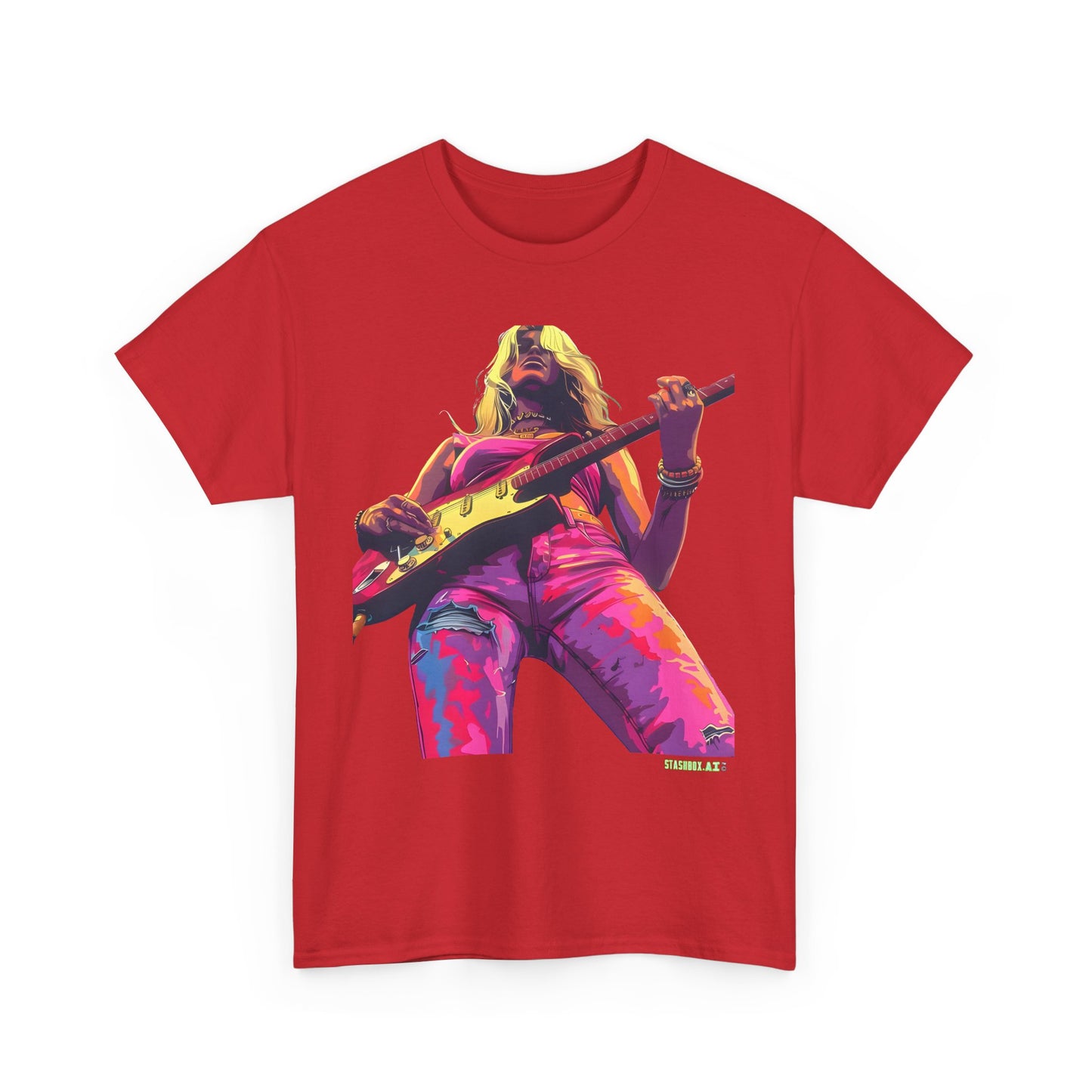 Unisex Heavy Cotton T-Shirt  Girl Guitarist Rocking 016