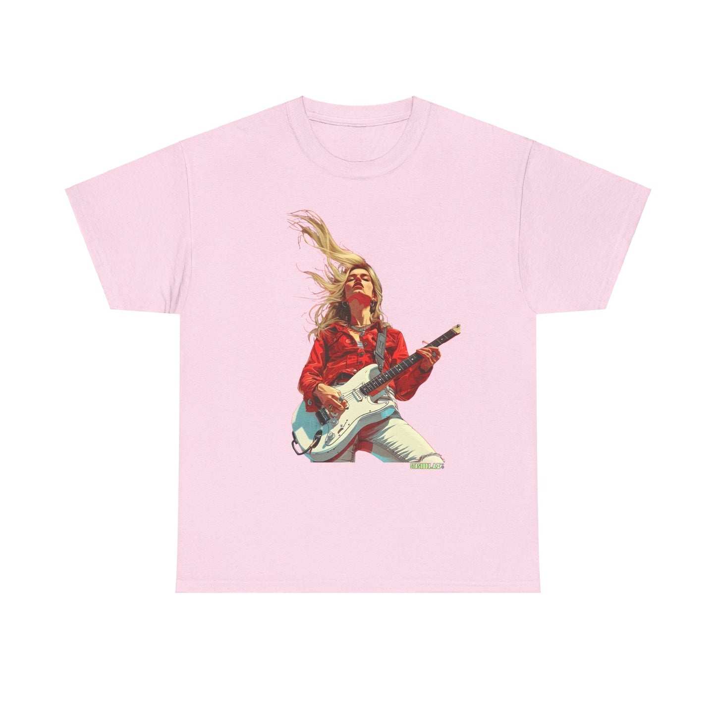 Unisex Heavy Cotton T-Shirt  Girl Guitarist Rocking 015