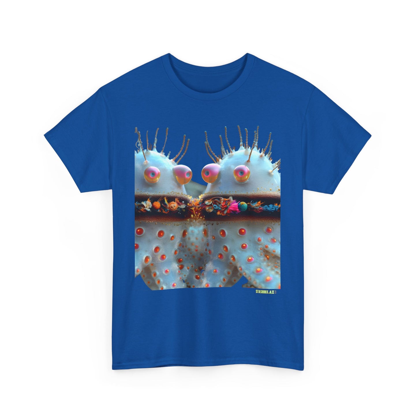 Unisex Heavy Cotton Tee Animal Turqoise Baby Alien Octopus Psychedelic 002