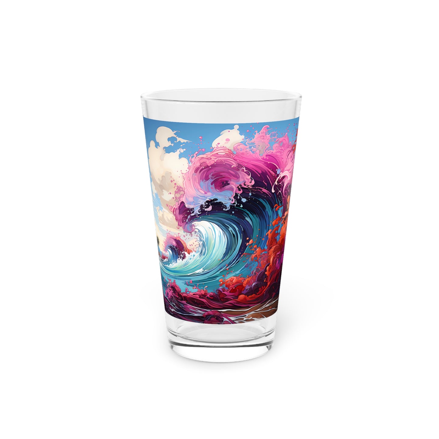 Psychedelic Wave - Pint Glass, 16oz - Wave Design #003