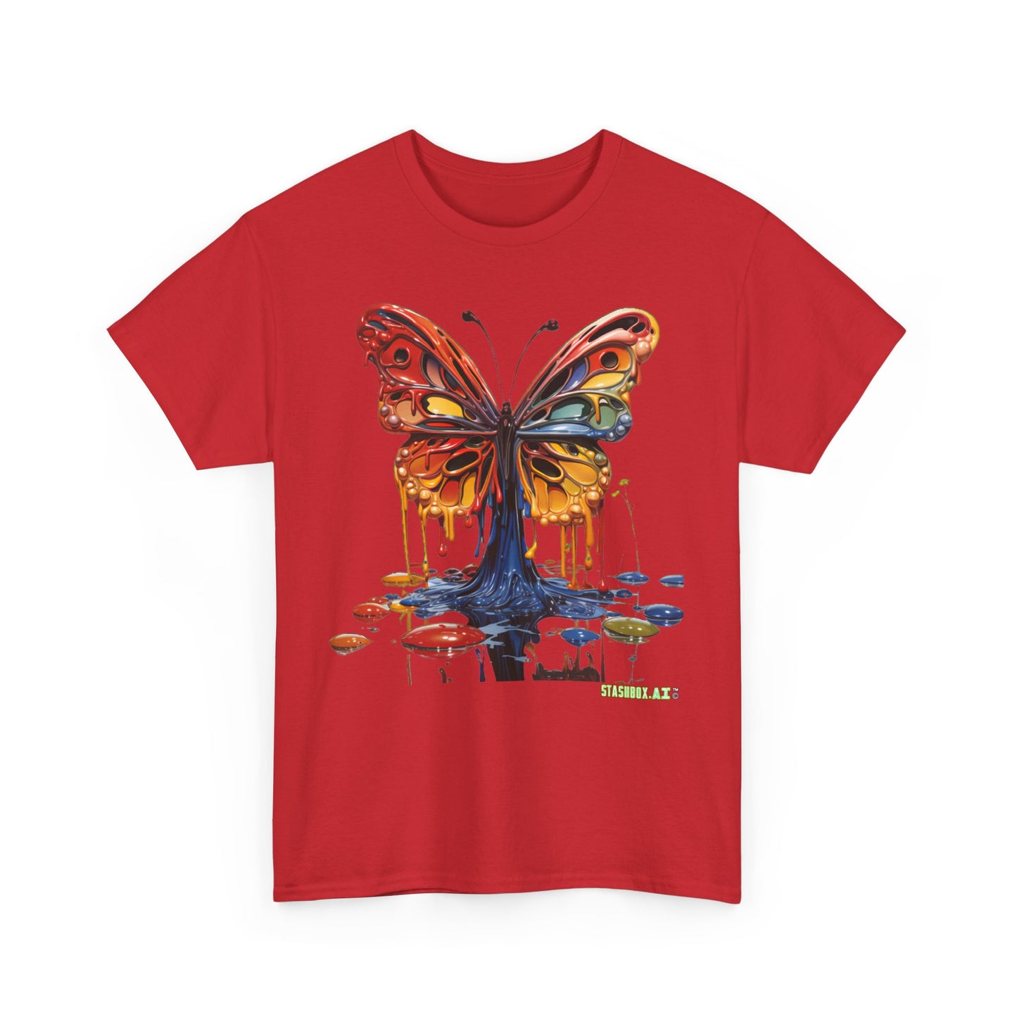 Unisex Heavy Cotton Tee Pop Surrealism Butterfly Design 008