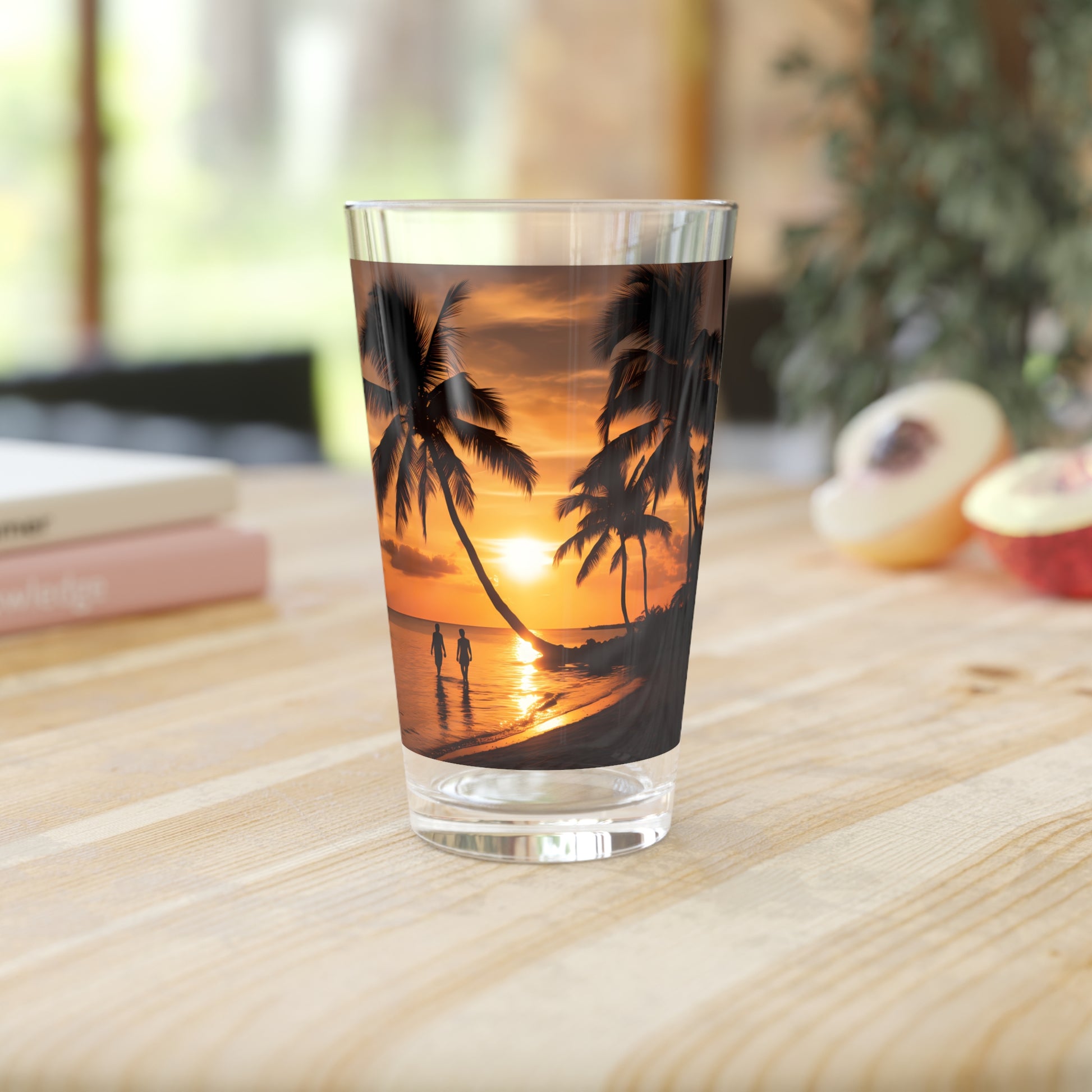 Dive into the tranquil ambiance of Florida's sunset with our Florida Sunset Paradise Pint Glass, 16oz. Your beverage, your moment of paradise, exclusively at Stashbox.ai.