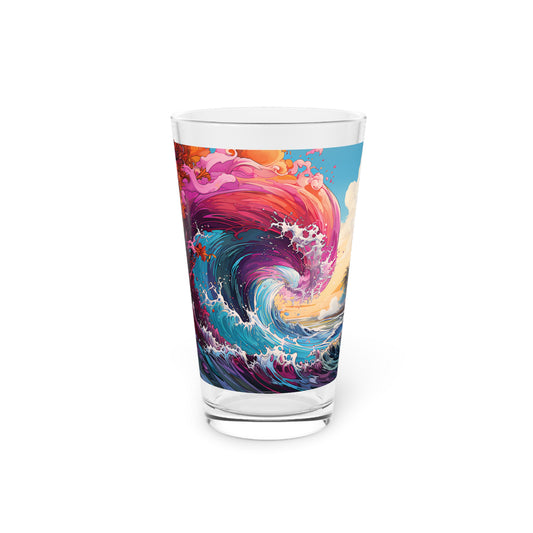 Dive into the vibrant depths with our Thick Colorful Ocean Wave Pint Glass - Waves Design #020. Experience the ocean's hues in every sip, exclusively from Stashbox.ai. Elevate your drinkware collection with this masterpiece, celebrating the majesty of the sea.
