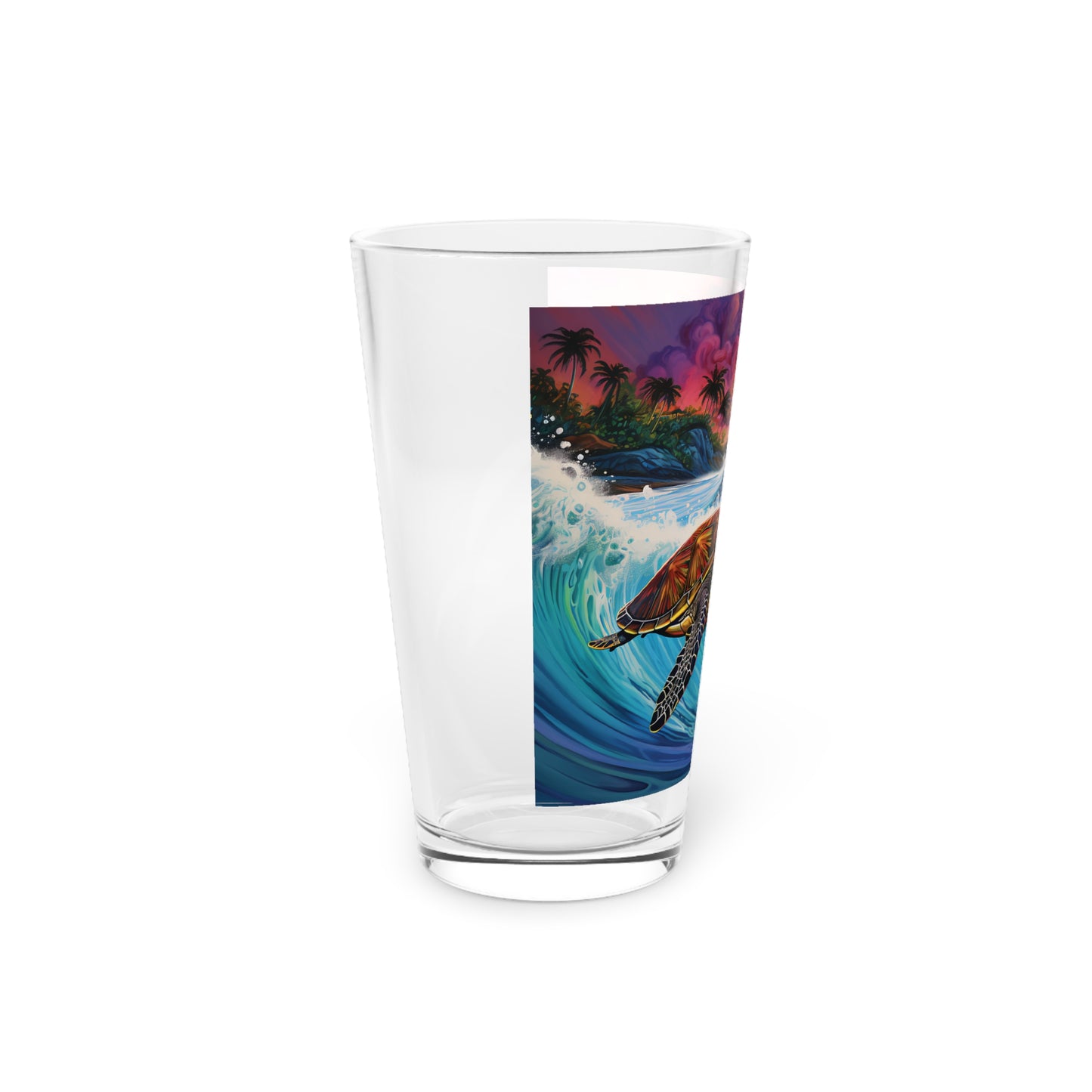 Make a splash with our Turtle Surfing Color Wave Pint Glass, showcasing Waves Design #028. This 16oz glass celebrates the harmony of turtles and ocean waves, a masterpiece exclusively crafted by Stashbox for those who appreciate marine wonders.