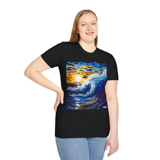 Unisex Softstyle T-Shirt Huge Ocean Wave Paint by Number Style 56