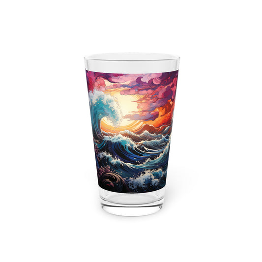 Captivating Waves in Every Sip: Stunning Ocean Wave - Colorful - Pint Glass, 16oz. Experience the beauty of the ocean in this vibrant pint glass, perfect for beach lovers and wave enthusiasts. #OceanMagic #ColorfulWaves #StashboxDesign