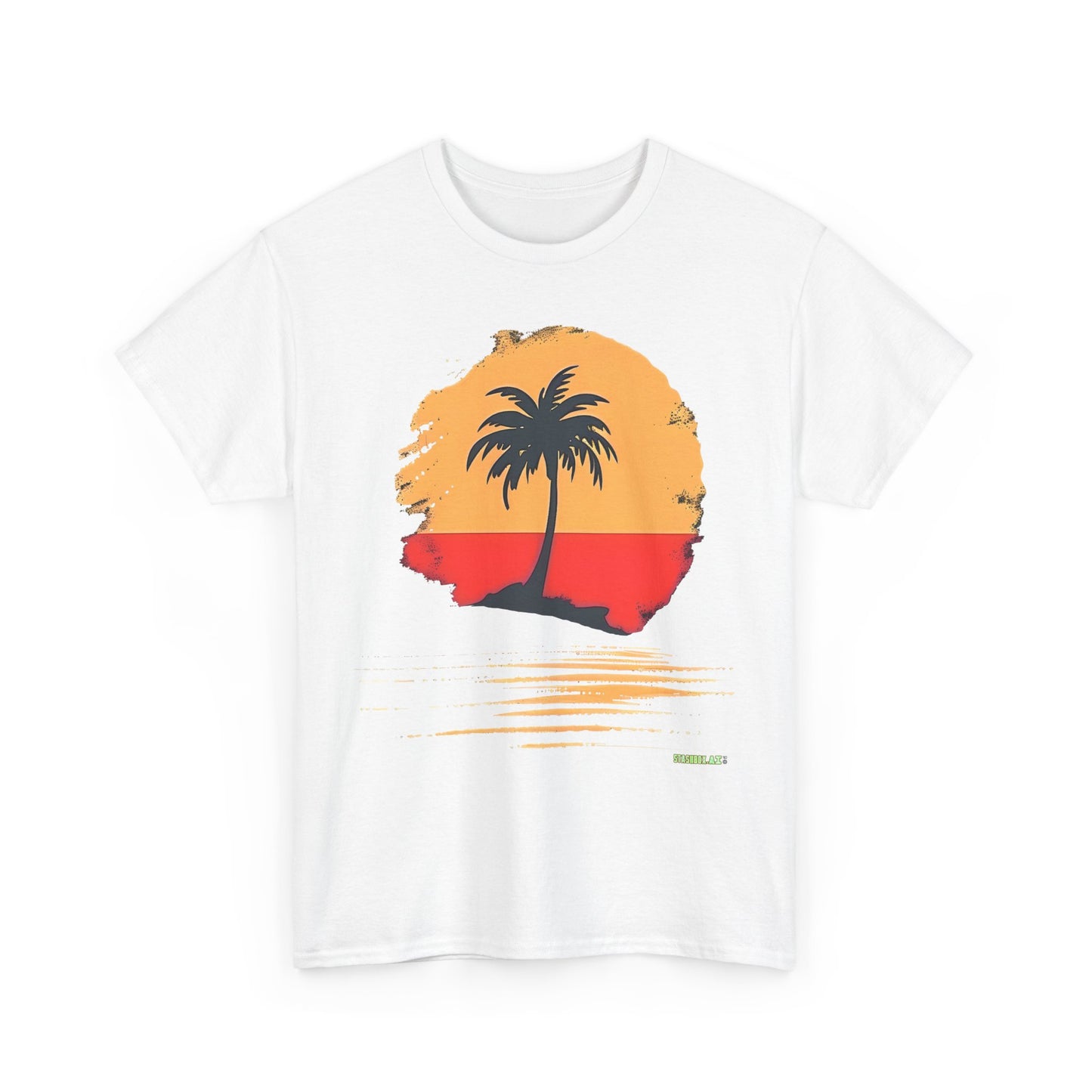 Unisex Heavy Cotton Tee Tropical Rasta Colors Minimalism 003