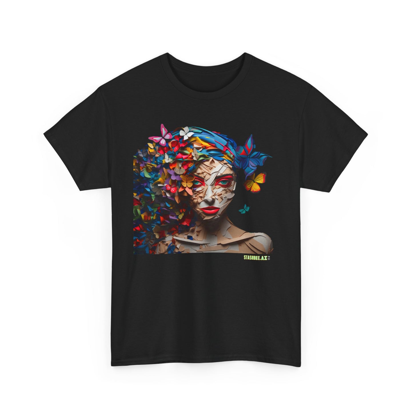 Unisex Heavy Cotton T-Shirt Beautiful Woman Rainbow Ink Drawn Maranao Style 004