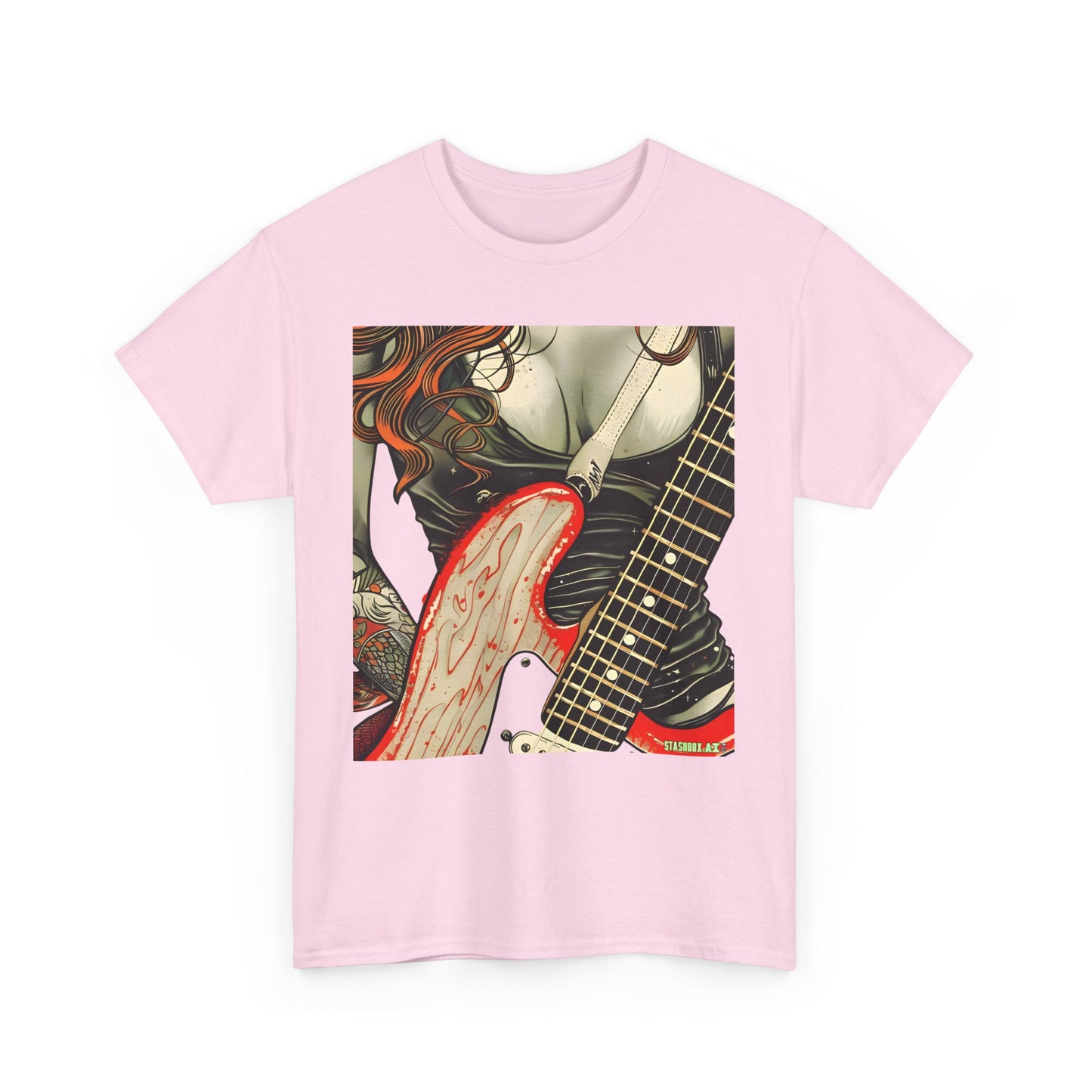 Unisex Heavy Cotton T-Shirt  Girl Guitarist Rocking 010