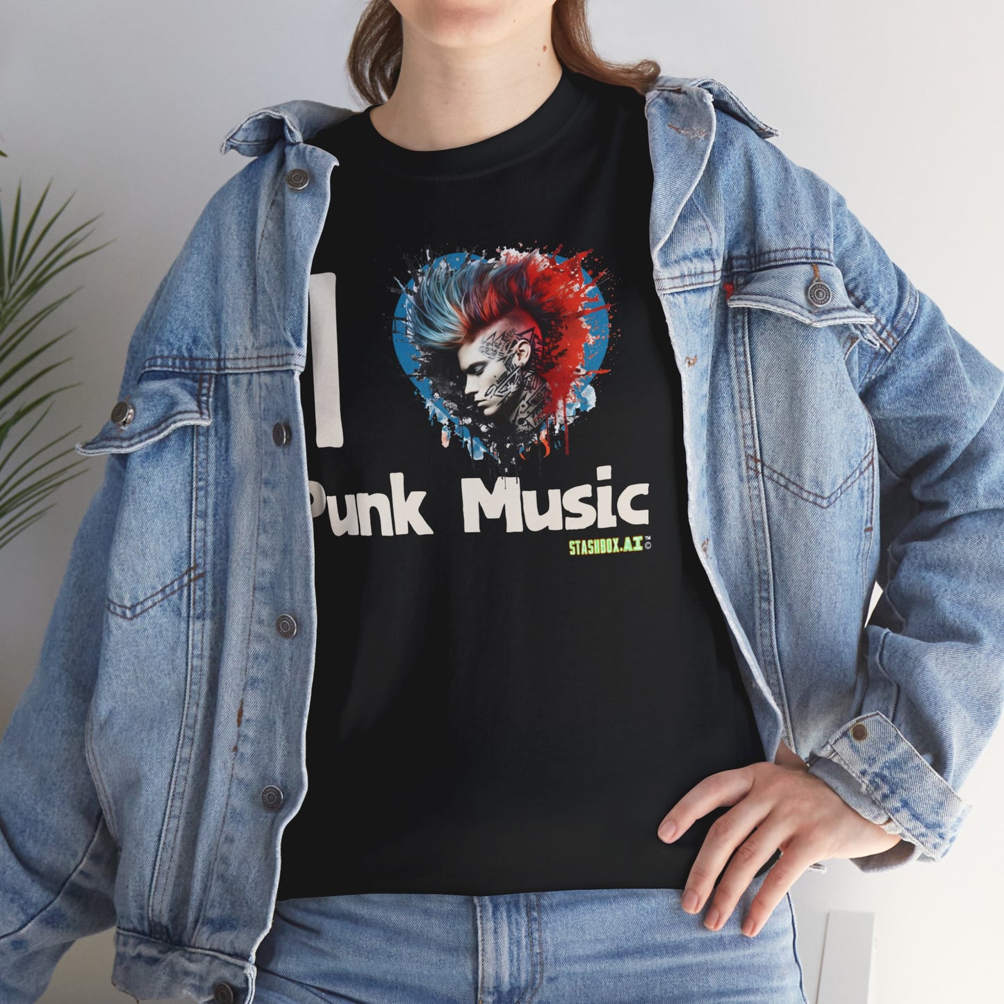 Unisex Heavy Cotton Tshirt I Heart Punk Music