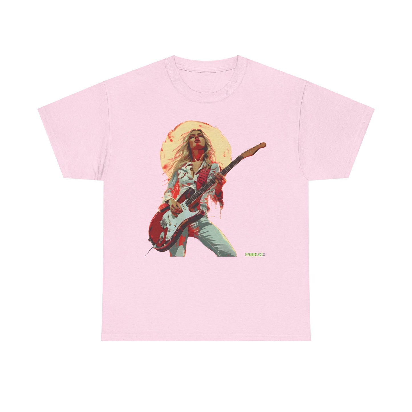 Unisex Heavy Cotton T-Shirt  Girl Guitarist Rocking 009