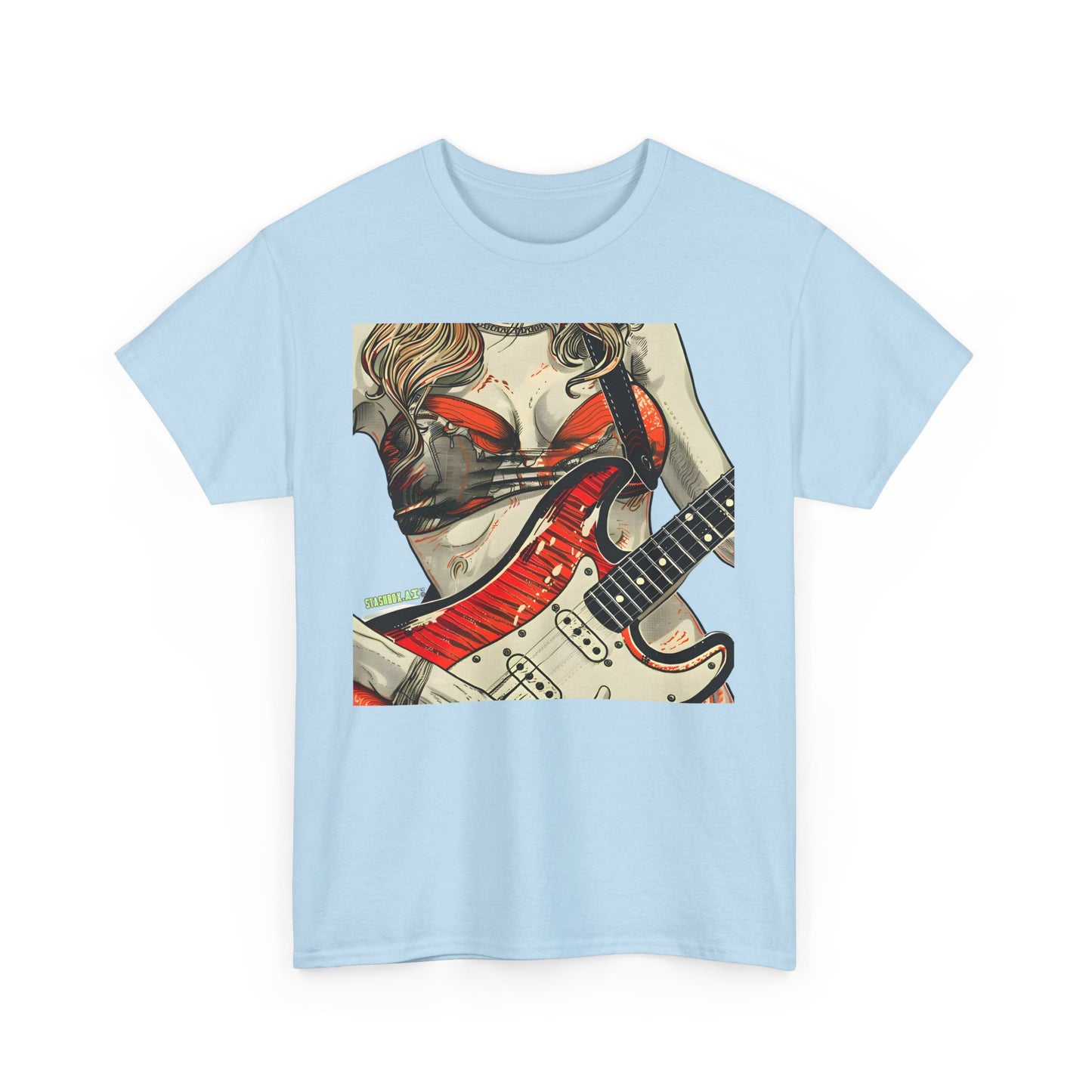 Unisex Heavy Cotton T-Shirt  Girl Guitarist Rocking 011