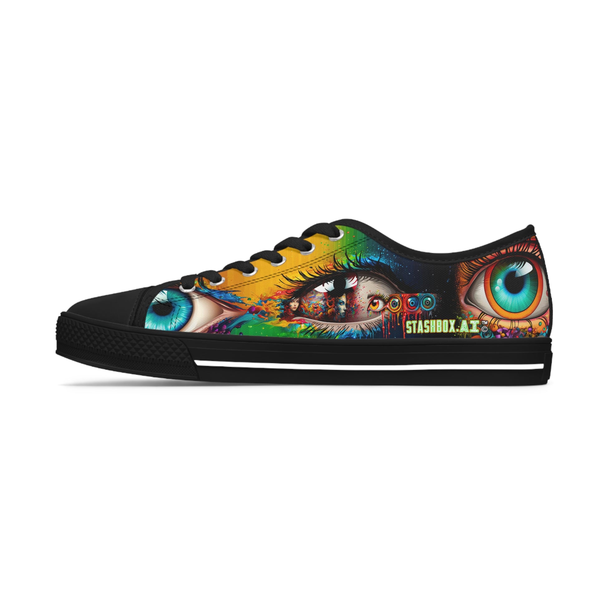 Stashbox Psychedelic Women's Shoes - Vibrant Eyes Design - #FashionStatement #BoldColors #ArtisticSneakers