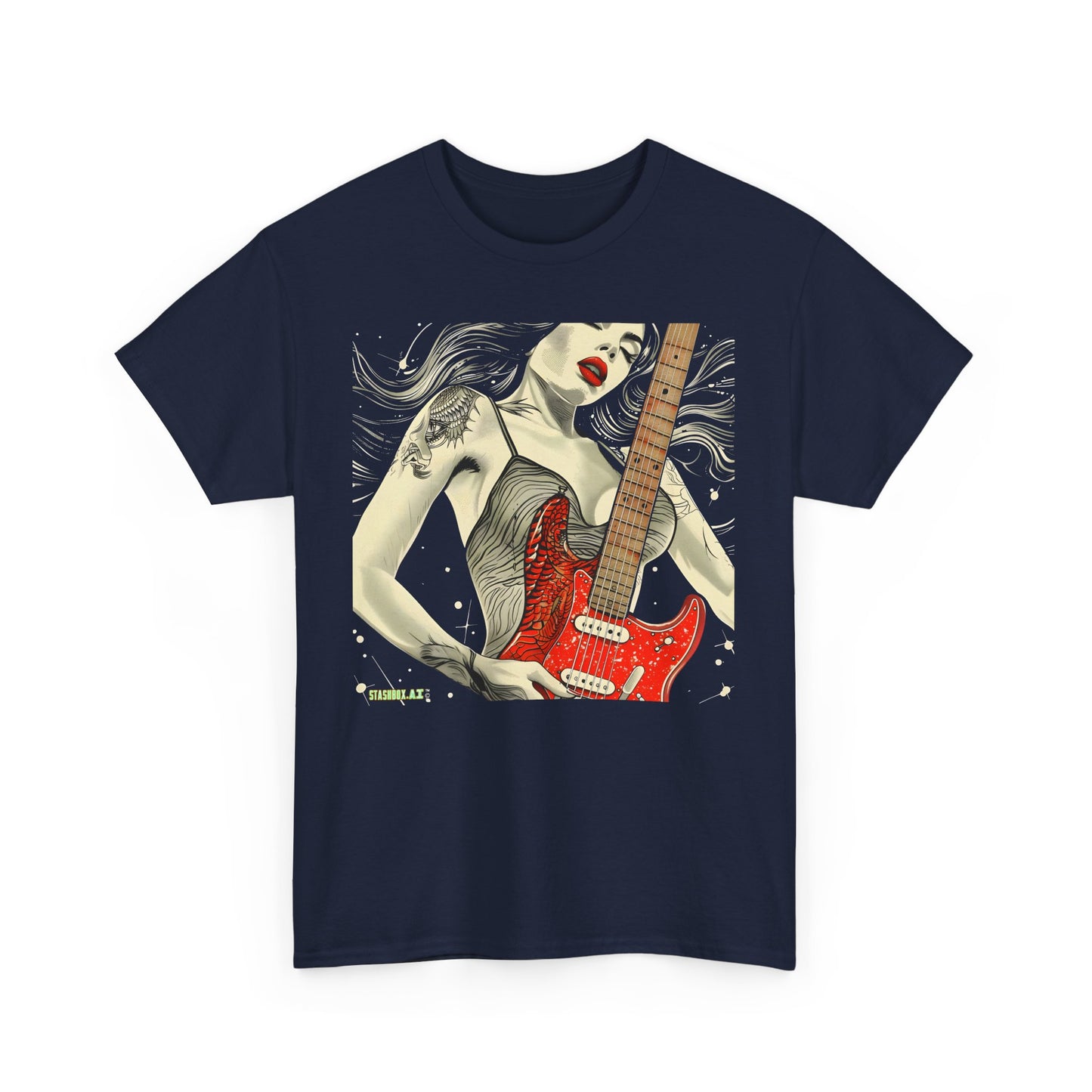 Unisex Heavy Cotton T-Shirt  Girl Guitarist Rocking 003