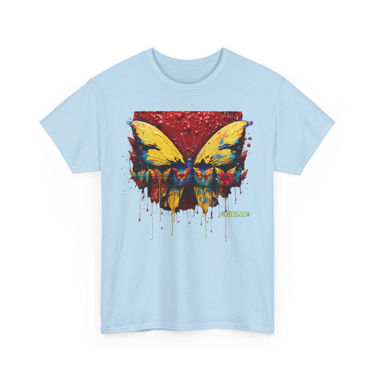 Unisex Heavy Cotton Tee Pop Surrealism Butterfly Design 010