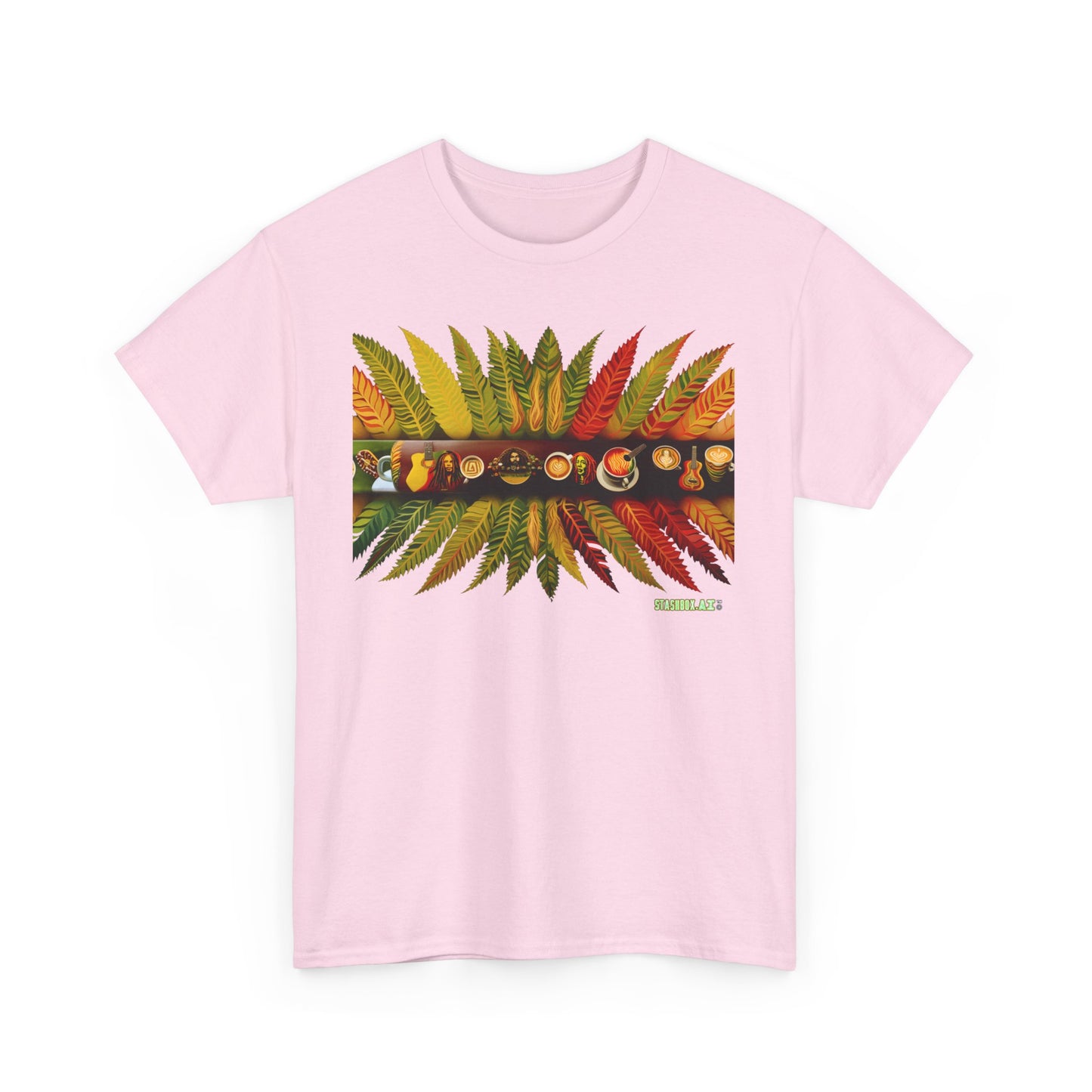 Unisex Adult Size Heavy Cotton Tshirt Reggae.Land Latte Art 001