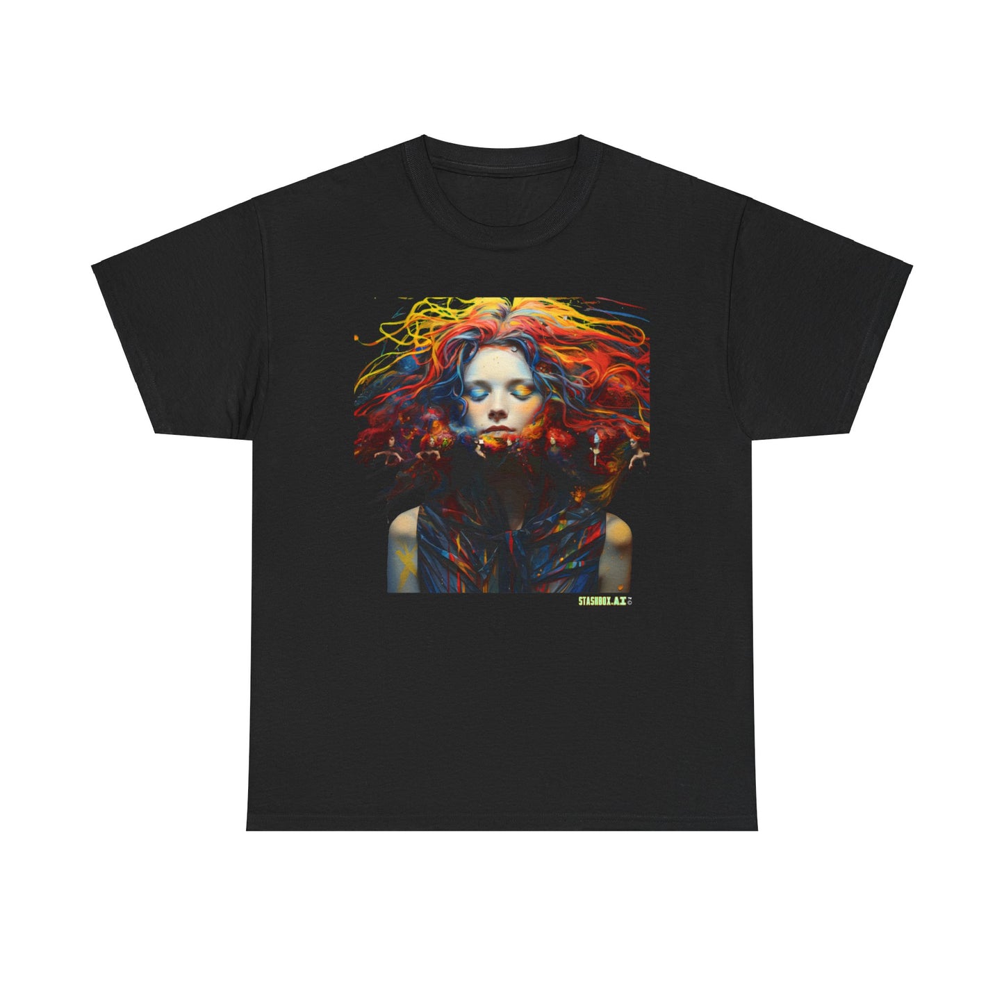 Unisex Heavy Cotton T-Shirt Beautiful Woman Rainbow Drawn Maranao 009