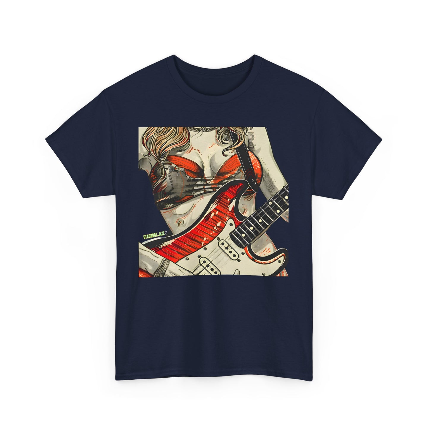 Unisex Heavy Cotton T-Shirt  Girl Guitarist Rocking 011