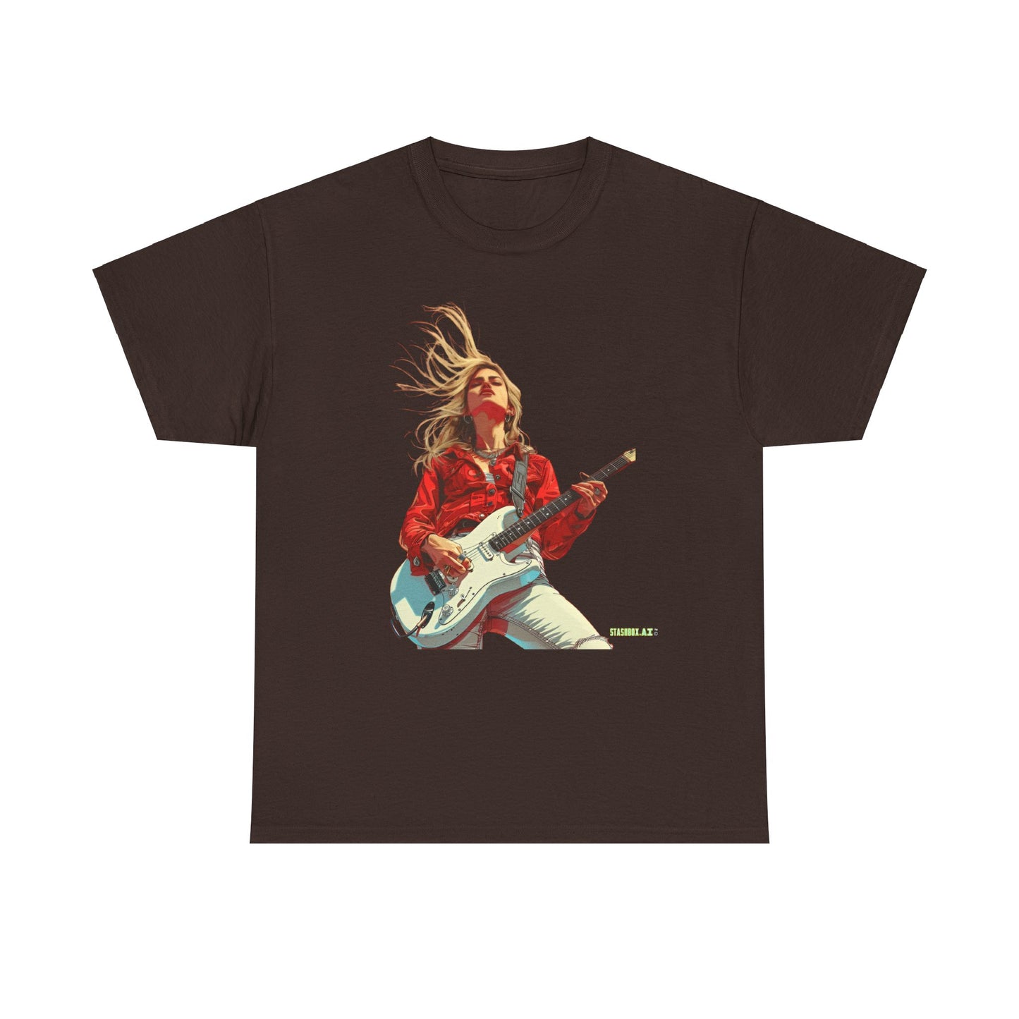 Unisex Heavy Cotton T-Shirt  Girl Guitarist Rocking 005