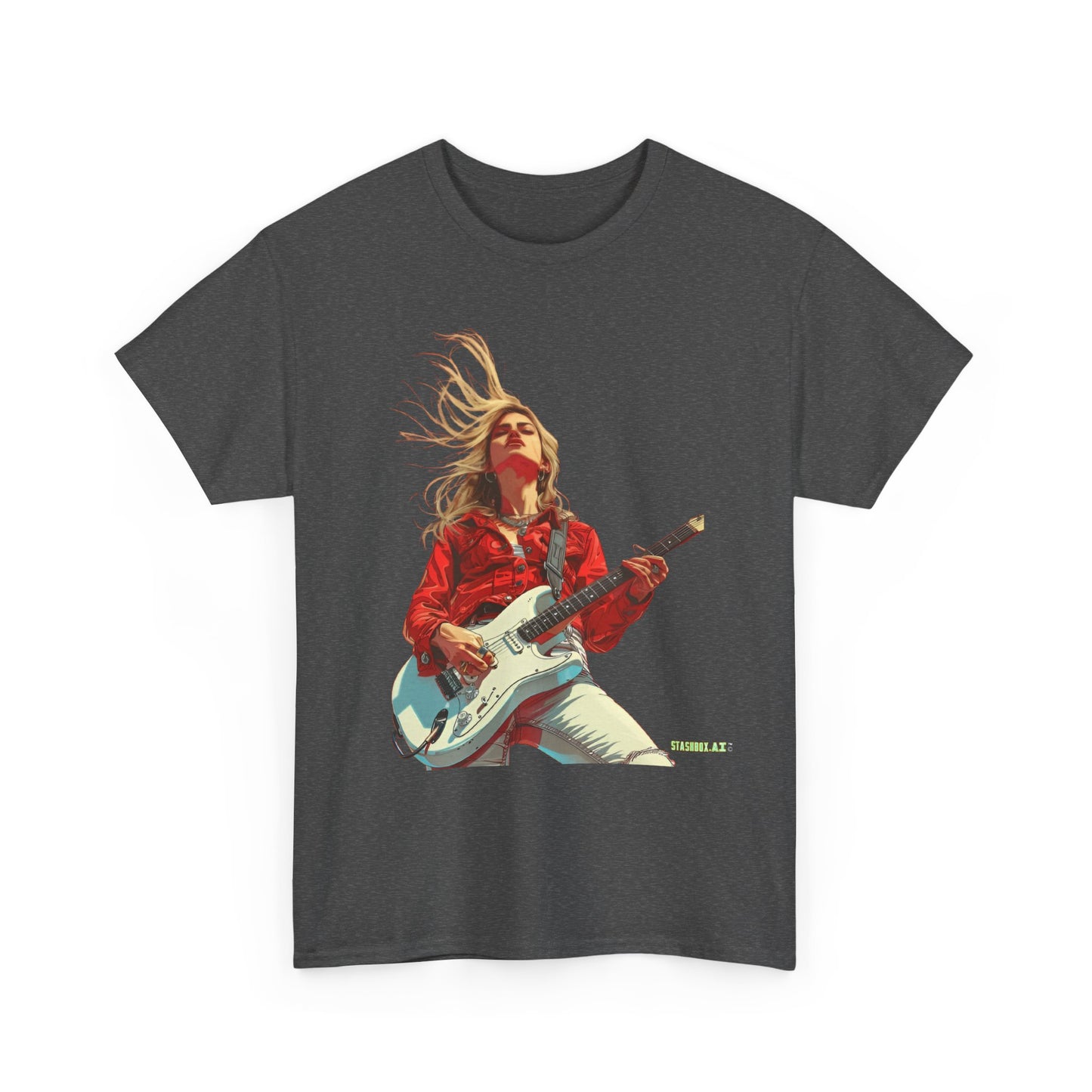 Unisex Heavy Cotton T-Shirt  Girl Guitarist Rocking 005